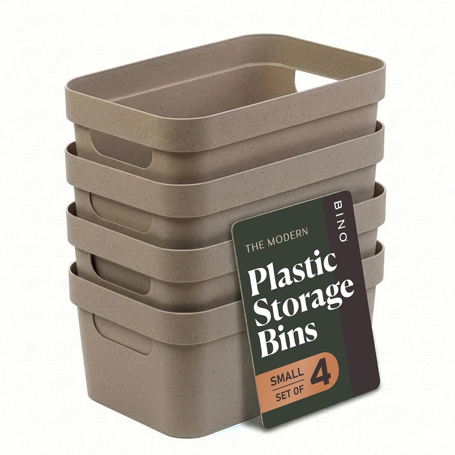 | Plastic Storage Bins, 4 Liter - 4 Pack, Taupe | THE MODERN COLLECTION |