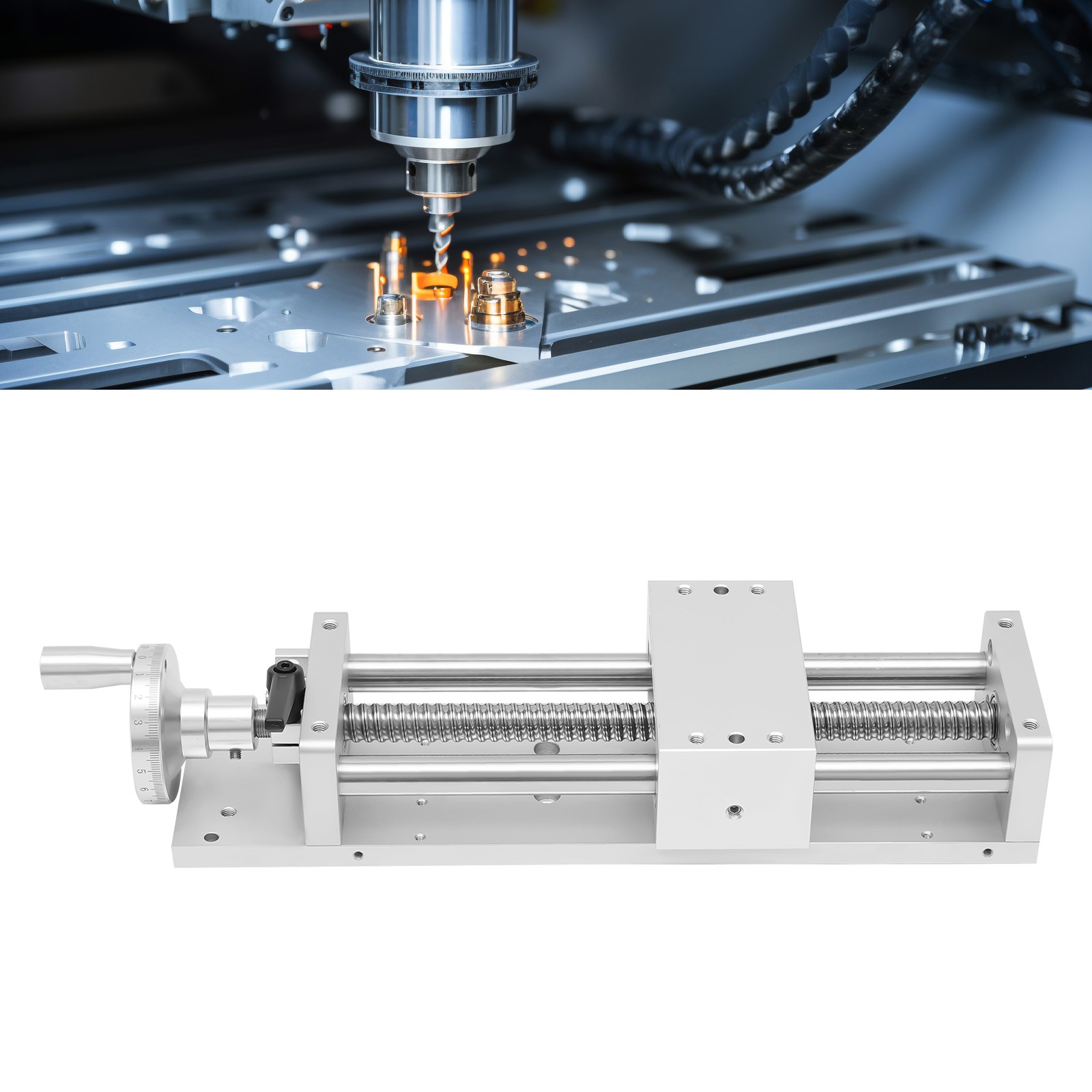 16" Manual Sliding Table CNC Slide Ballscrew Linear Stage Actuator Module 200mm