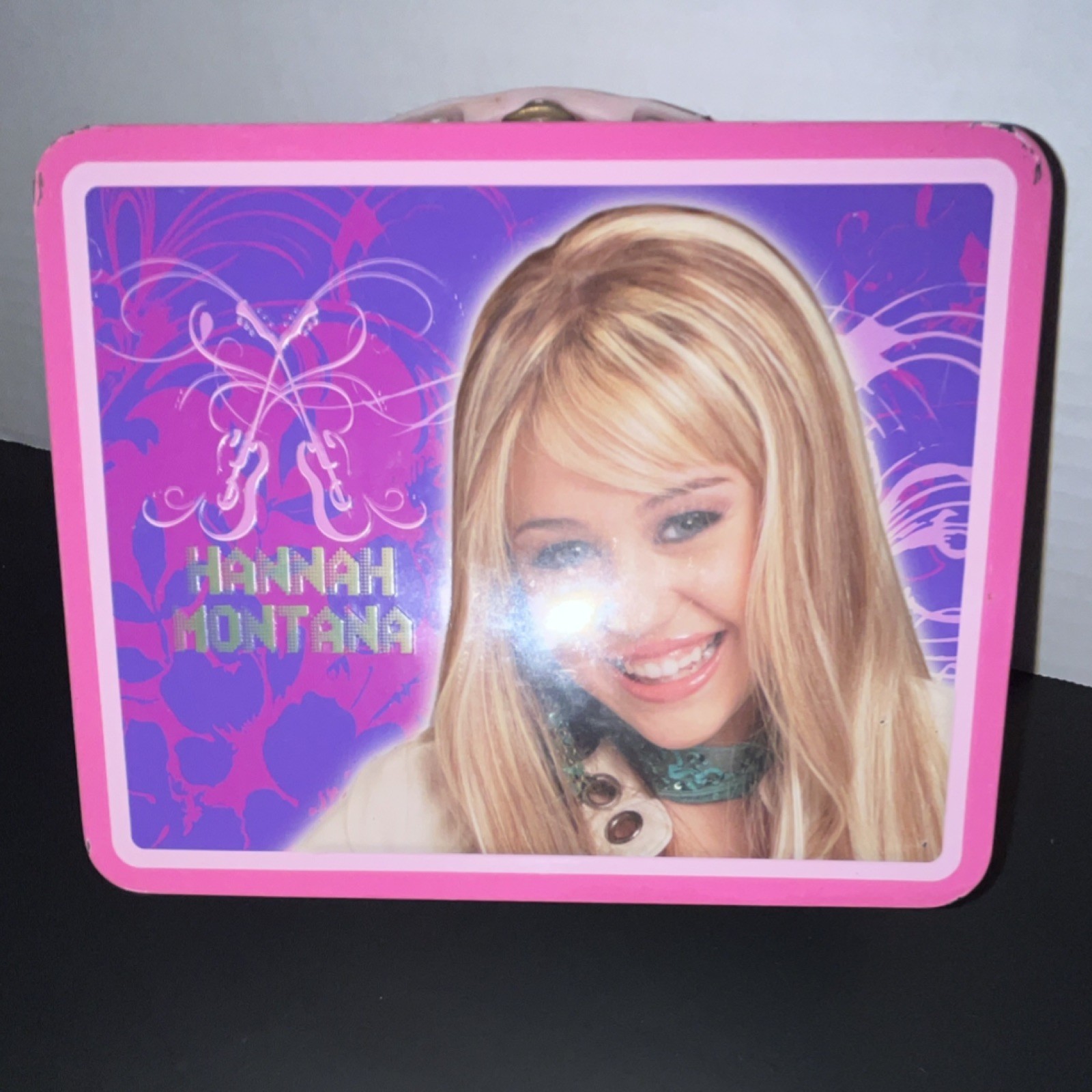 Disney Hannah Montana Secret Celebrity Metal Lunchbox Pink Purple Collectible