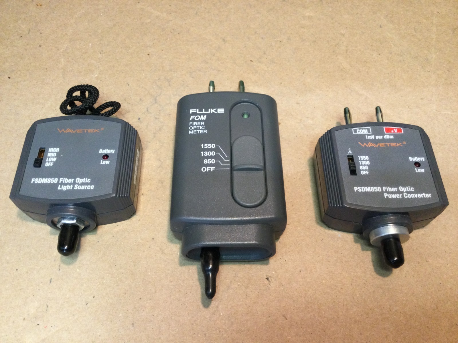 Fluke FOM Wavetek FSDM850 PSDM850 Fiber Optic Meter Light Source Test Kit Case