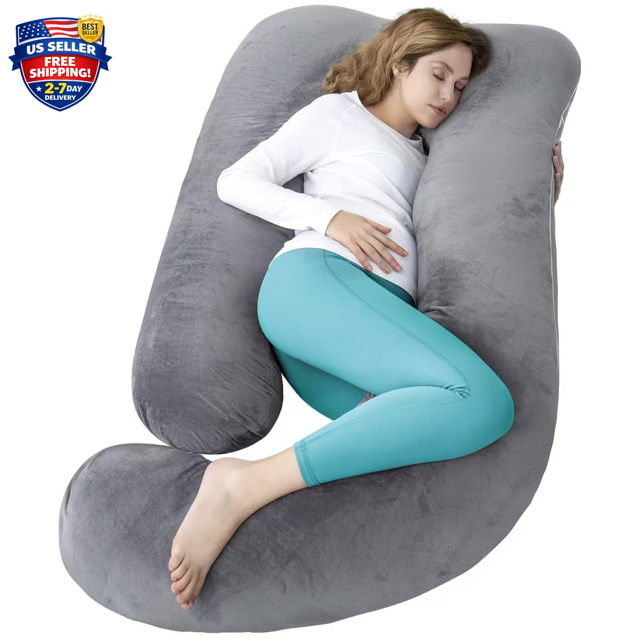 60 Inch Pregnancy Pillow for Sleeping, Extra Large U Shaped Body Pillow, Materni