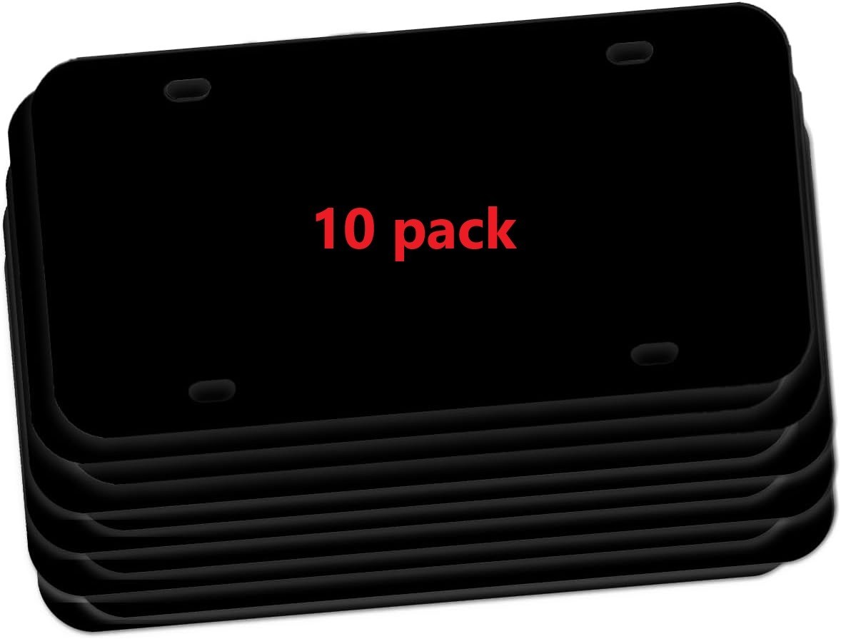 10 Pack Black Plastic License Plate Blank 12x6 .5mm  USA
