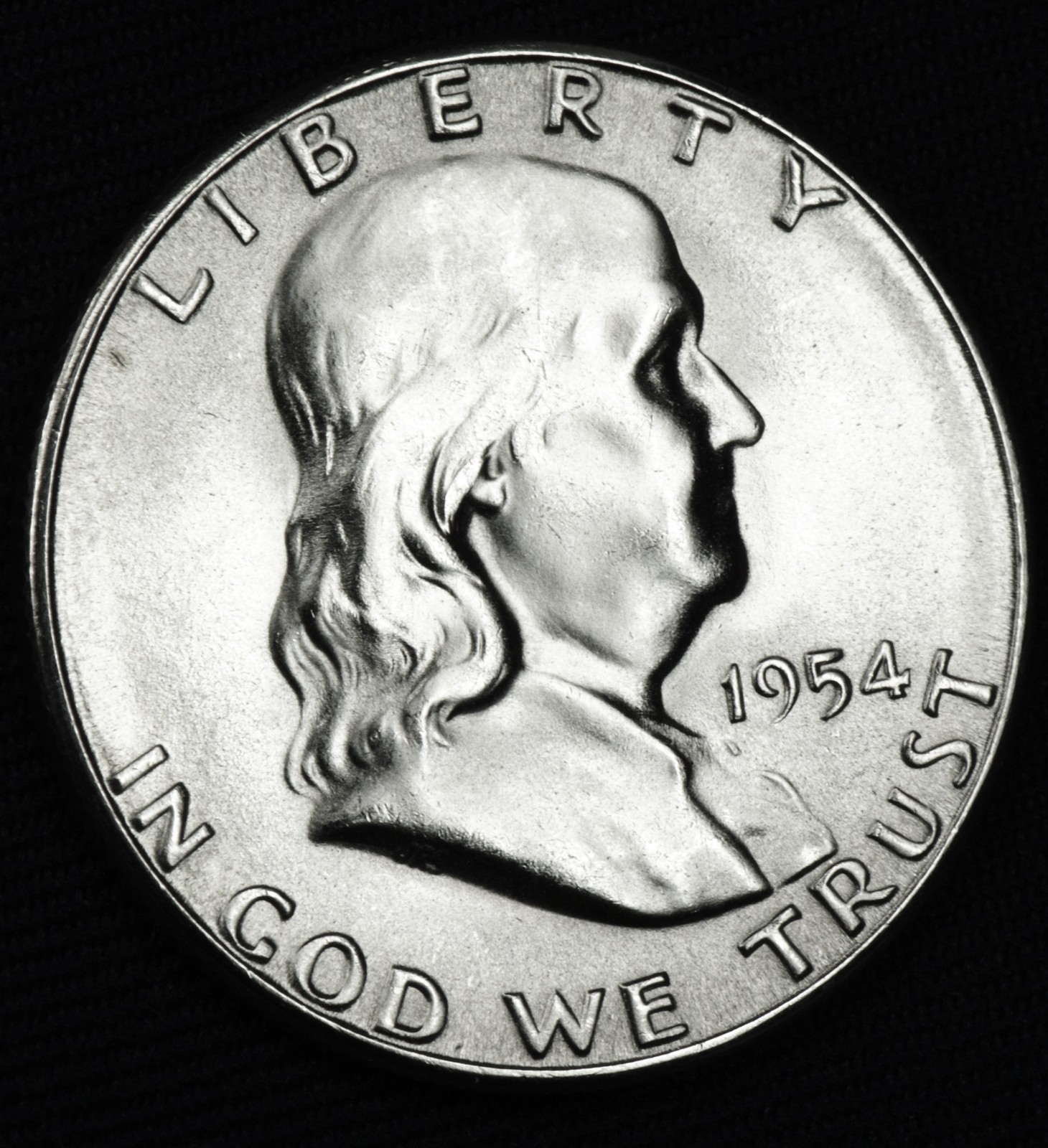 1954-s Franklin Half.     80% Full Bell lines.     BU   (Inventory A)