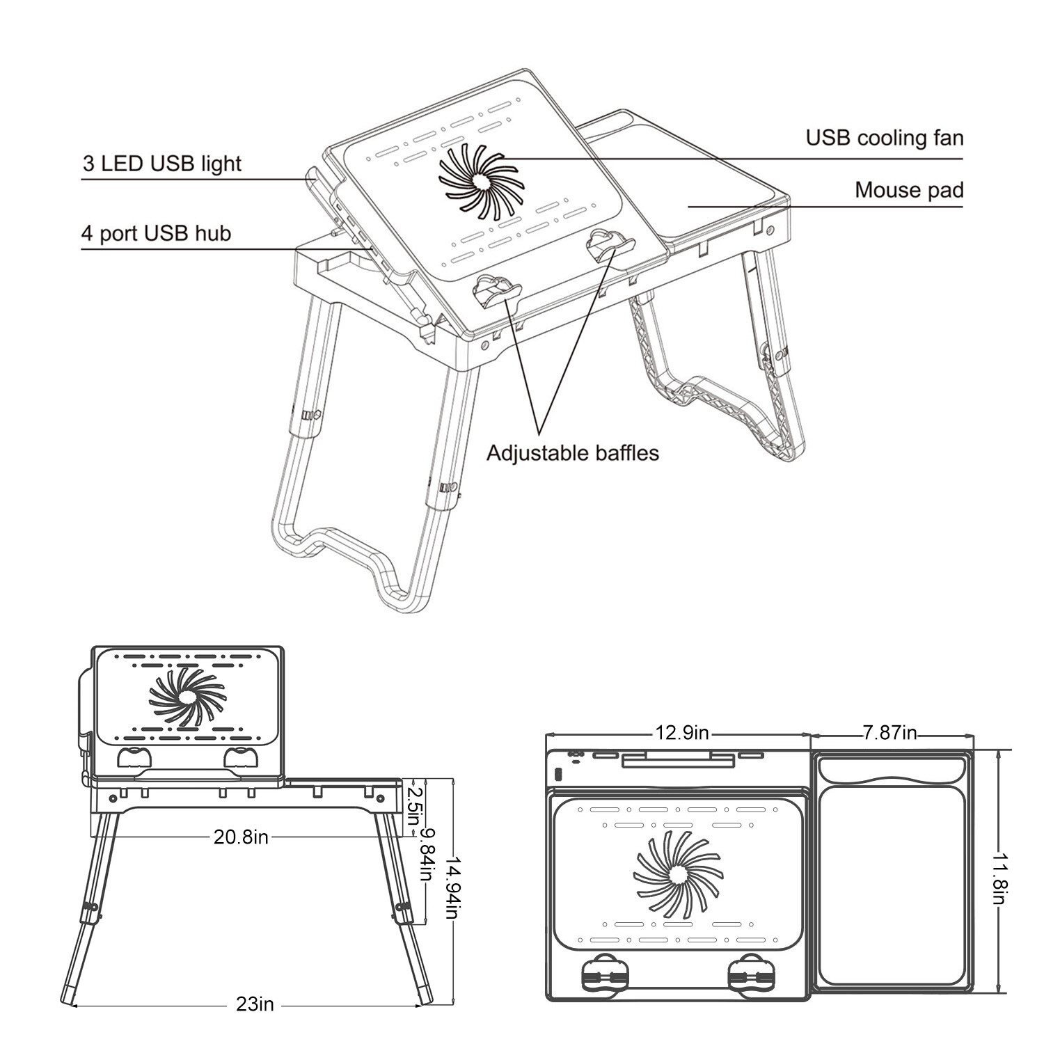 Portable Laptop Notebook Table Foldable Stand Sofa Bed Lap Tray Computer Desk