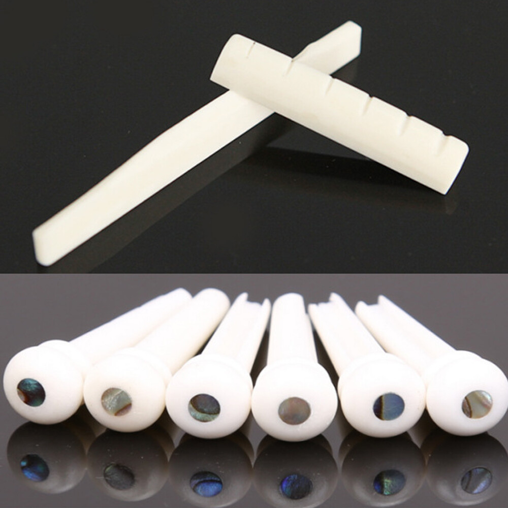 32Pcs Cattle Bone Guitar Saddle Nut Pins String Peg Acoustic Bridge Luthier US