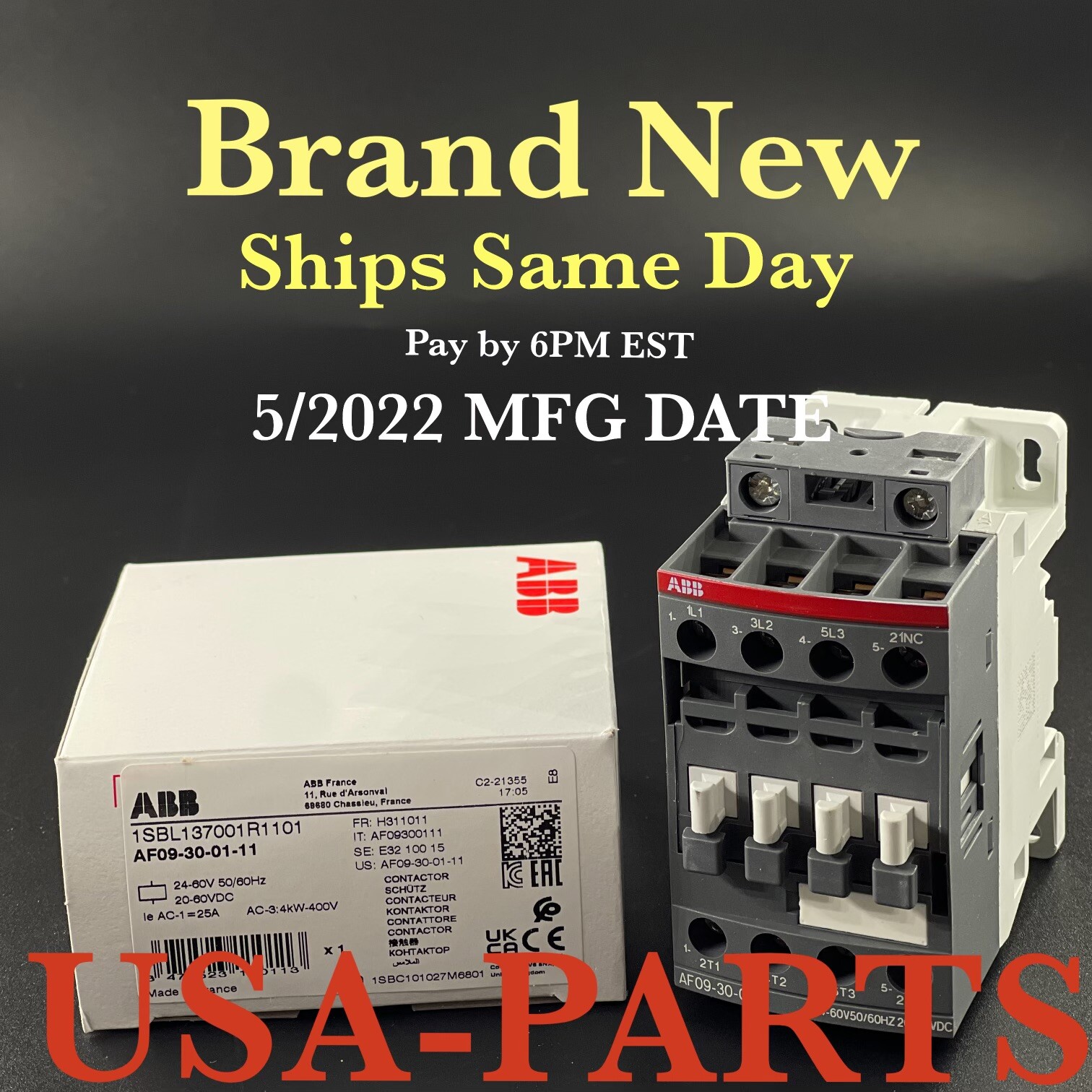 NIB ABB AF09 30 01 11 20-60VDC Contactor 1SBL137001R1101*Free Same Day Shipping