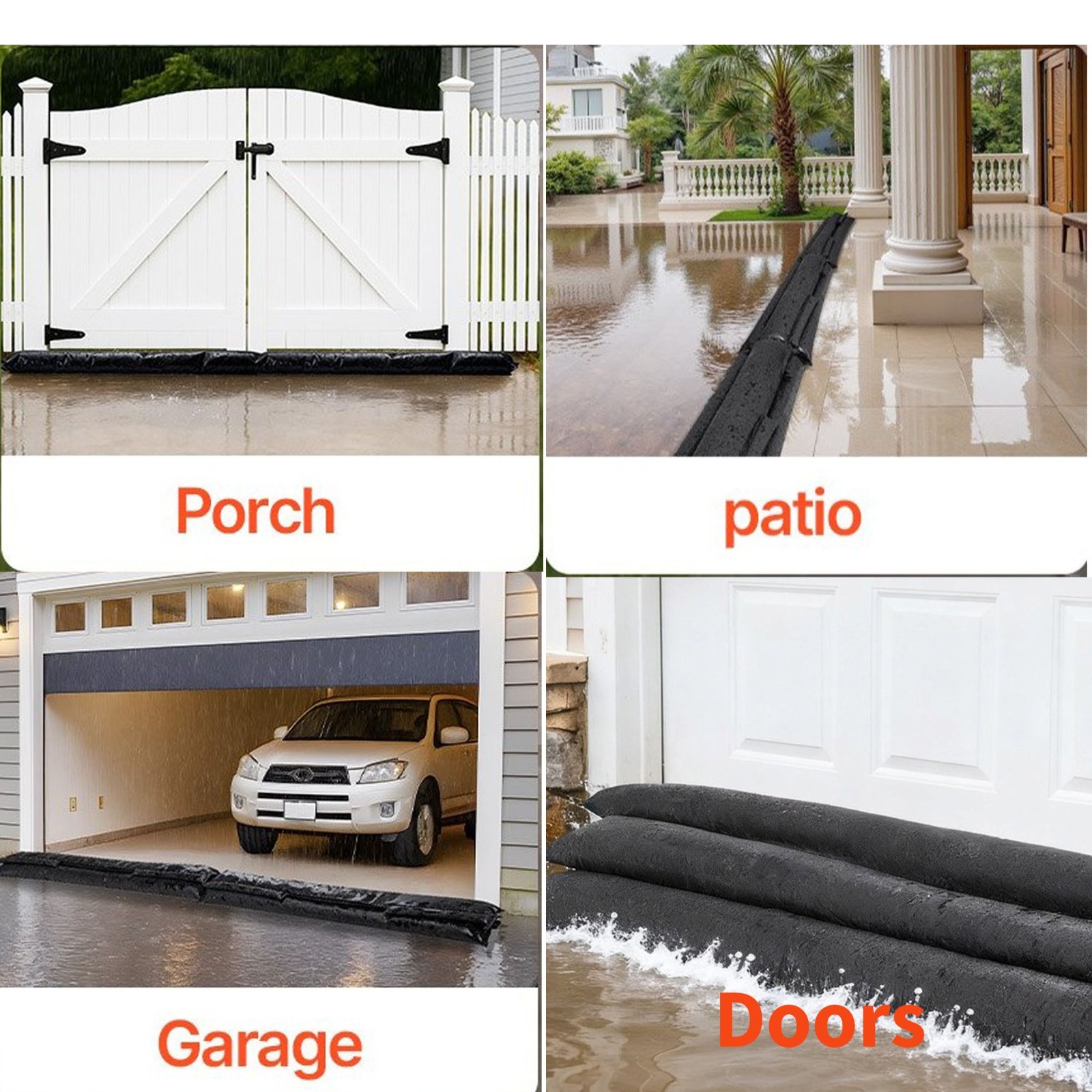 5FT Flood Barrier, Water Activated Sandless Bags -3 Pack- Reusable Water Control