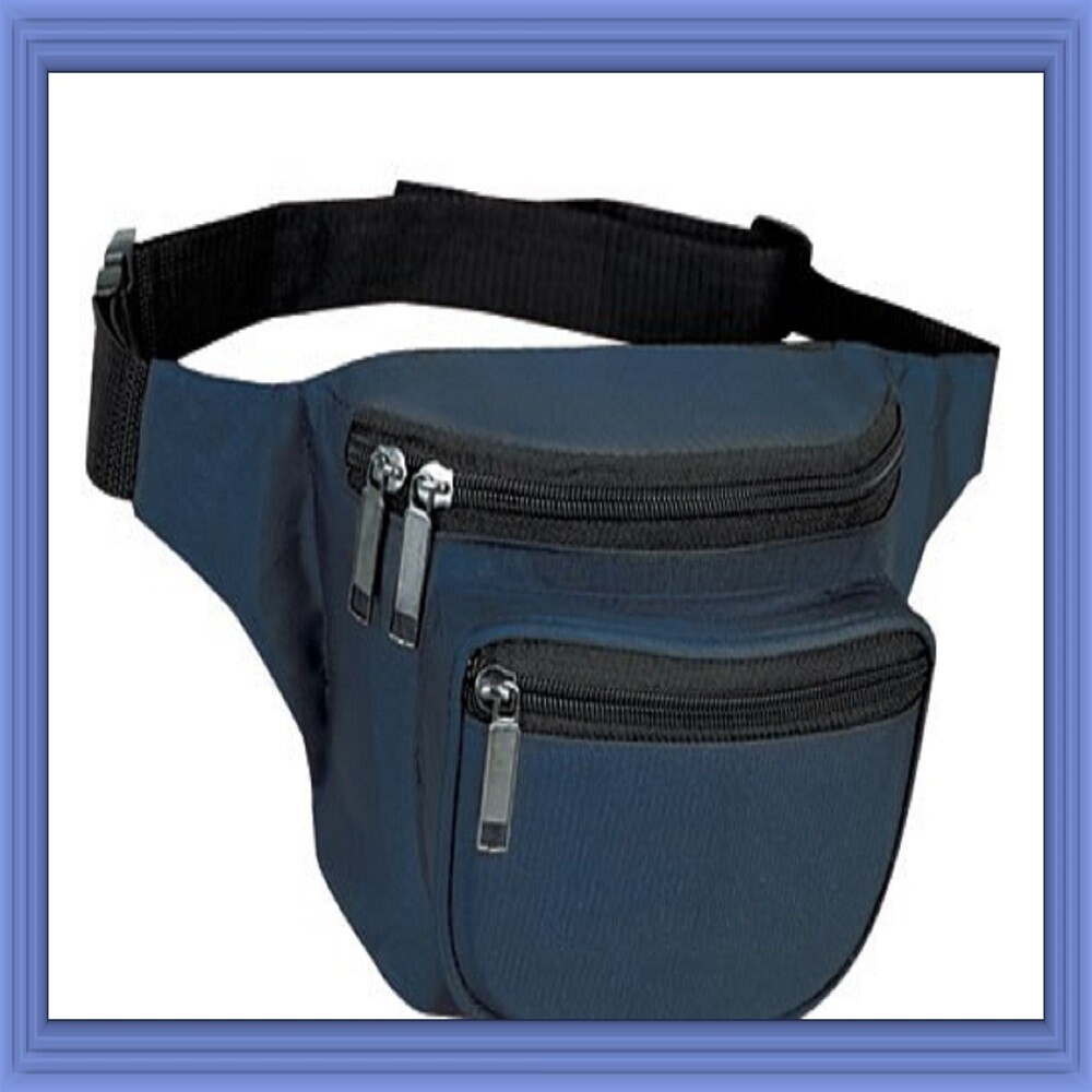 10 Pk Fantasybag Navy Blue 3-Zipper Fanny Pack
