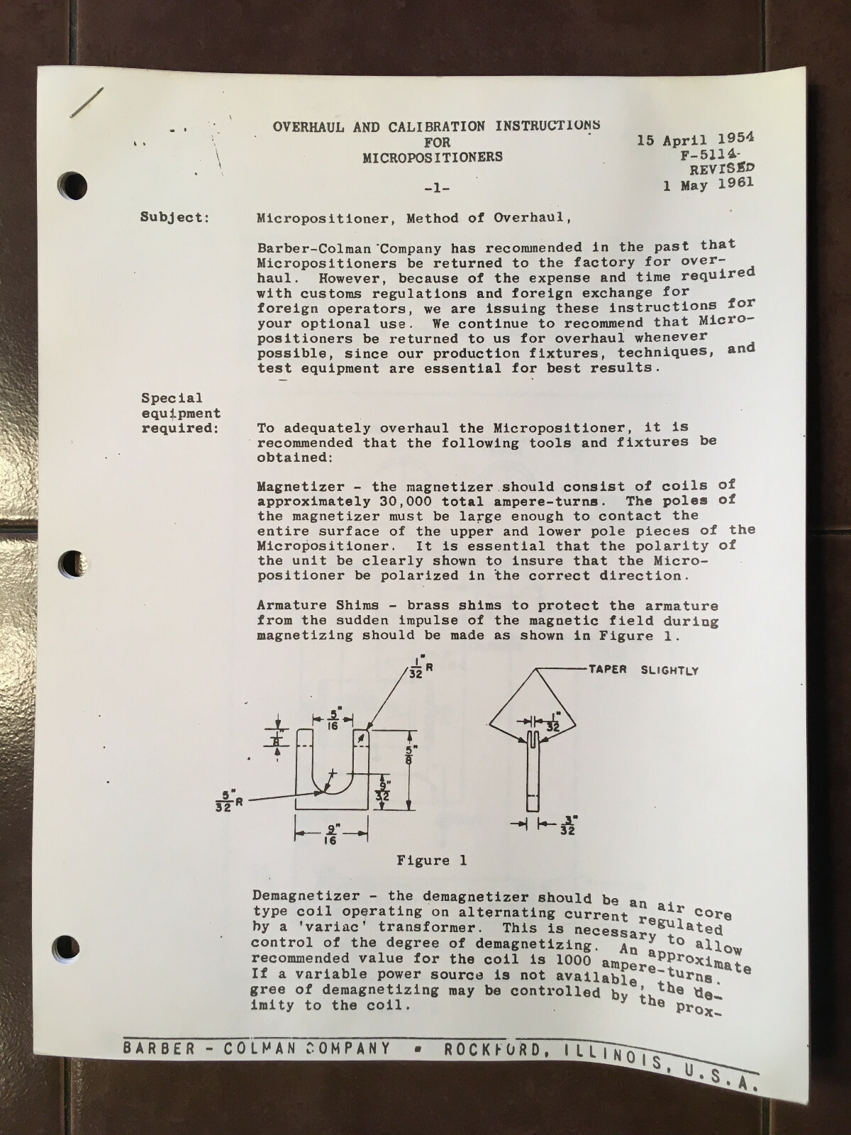 Barber-Colman MicroPositioners Calibration & Overhaul Instructions