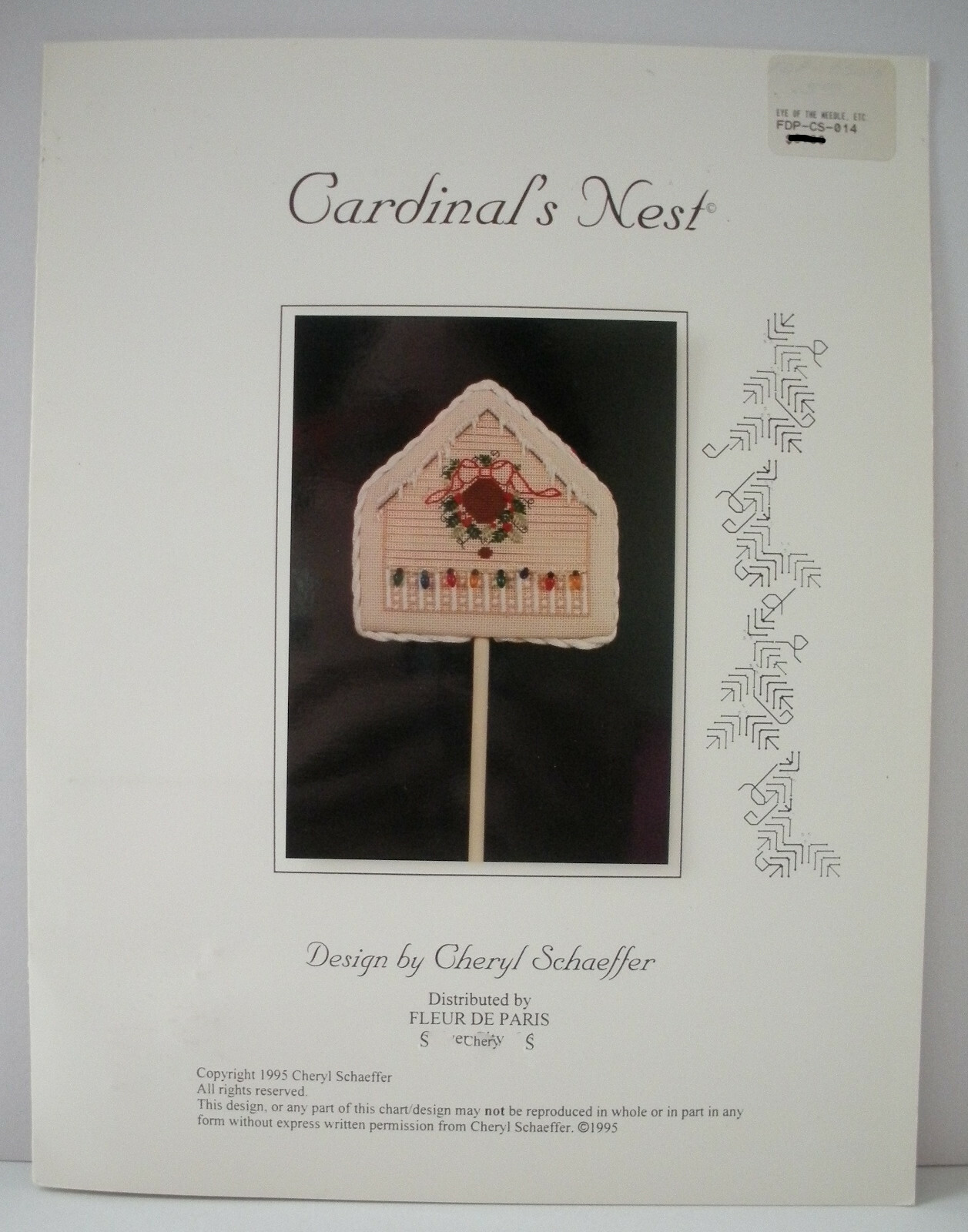 Needlepoint Pattern Cardinal Nest Cheryl Schaeffer Fleur de Paris 1995