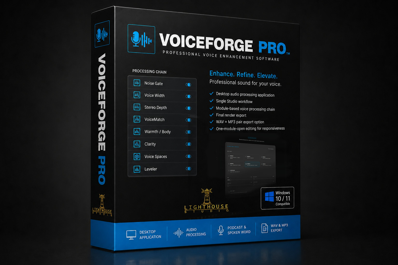 VoiceForge Pro PC Podcast Audio Software Windows Voice Editor Mixing CD