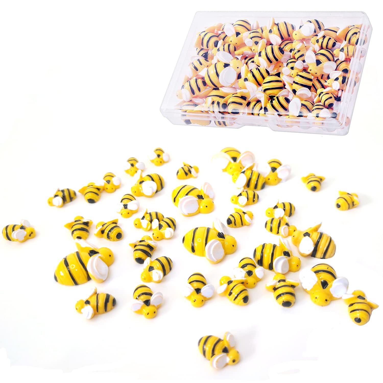 60 PCS Tiny Resin Bees Mini Bee Ornaments Flatback Decors DIY Crafts Wreath