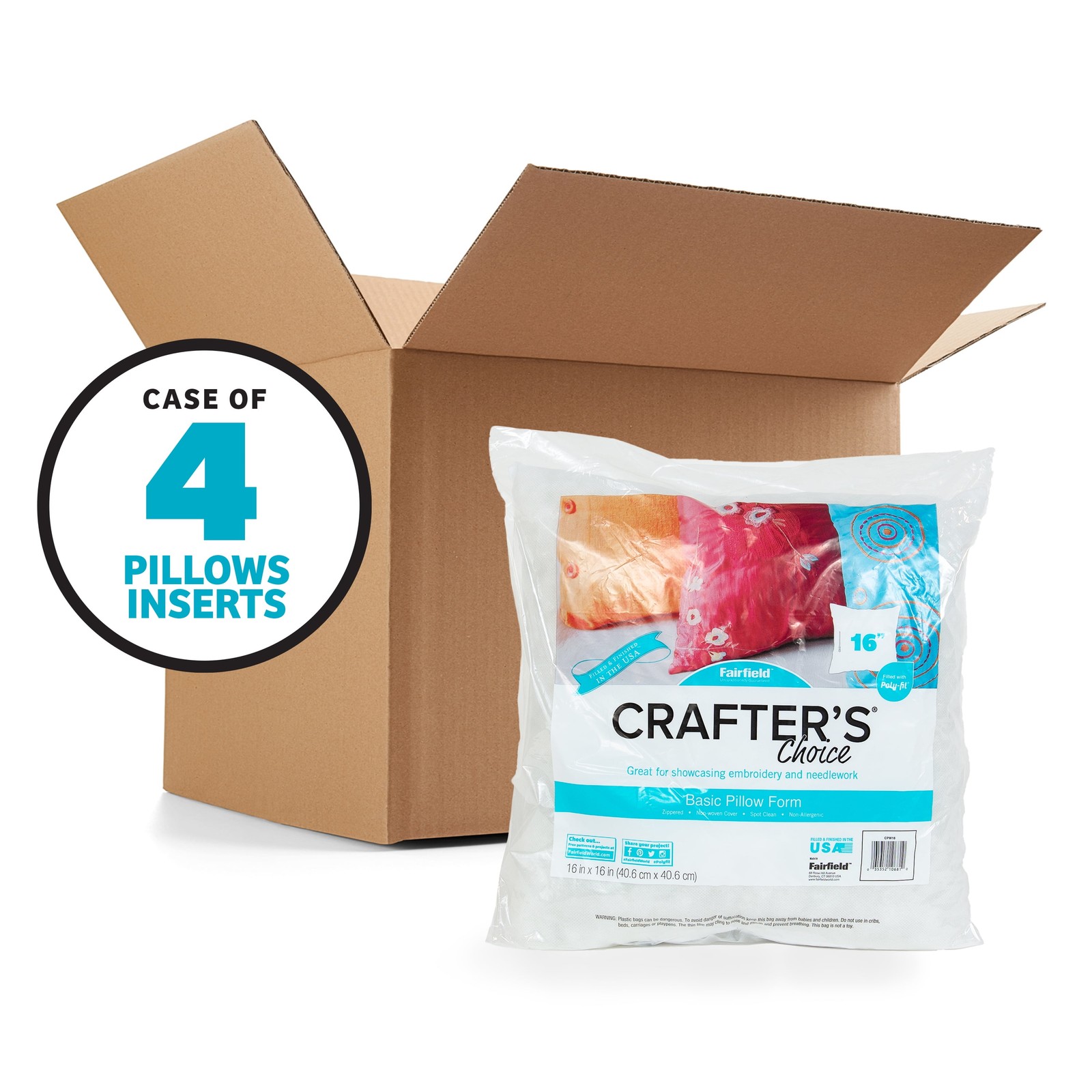 Crafter's Choice® Decorative Square Pillow Inserts by Fairfield™, 16" x 16"