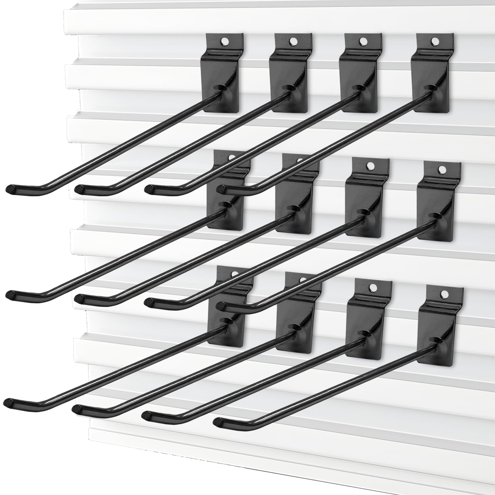 30Pcs 10 Inch Slatwall Hooks, Black