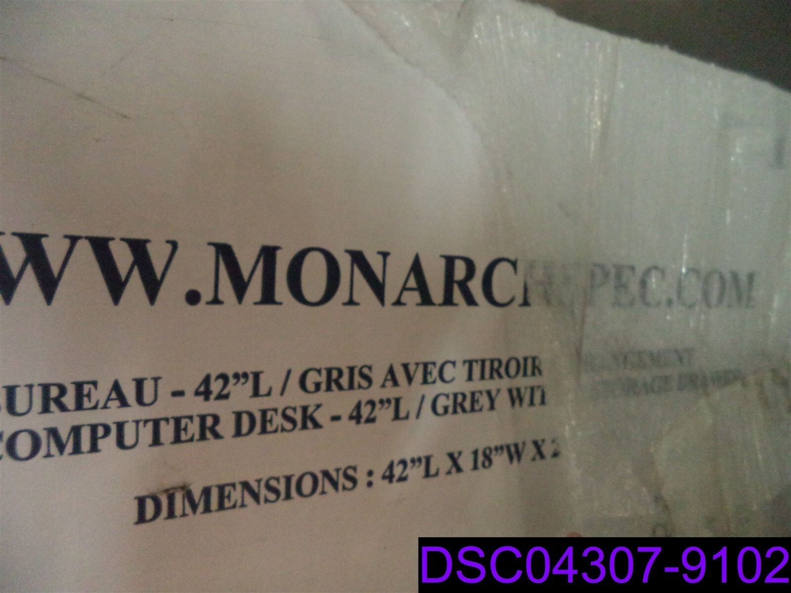Monarch Grey Office Desk 42" Length w Storage Drawer P/N 17192