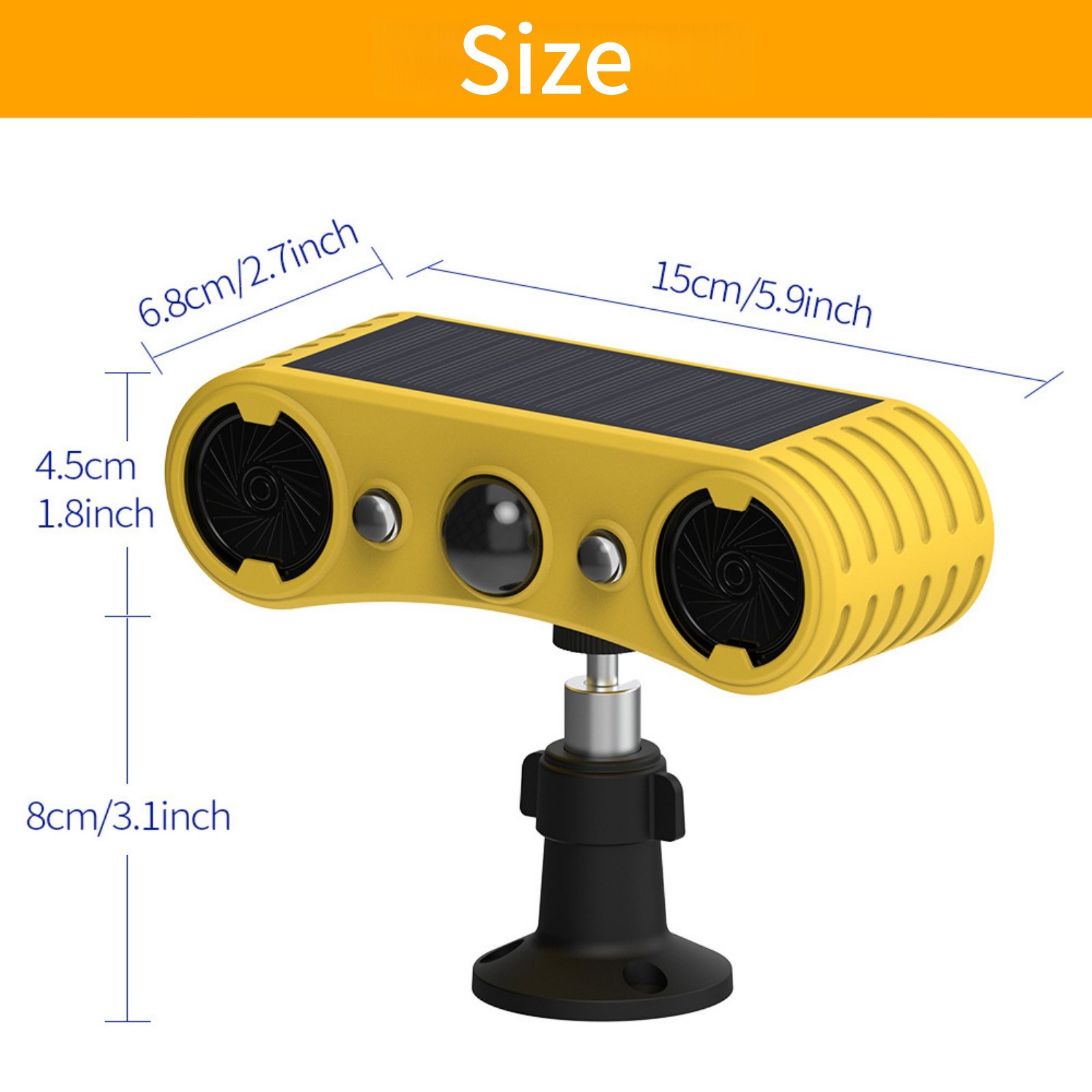 Solar Powered Motion Sensor Alarm 129dB 4 Modes 13 Sounds For Warehouse Security