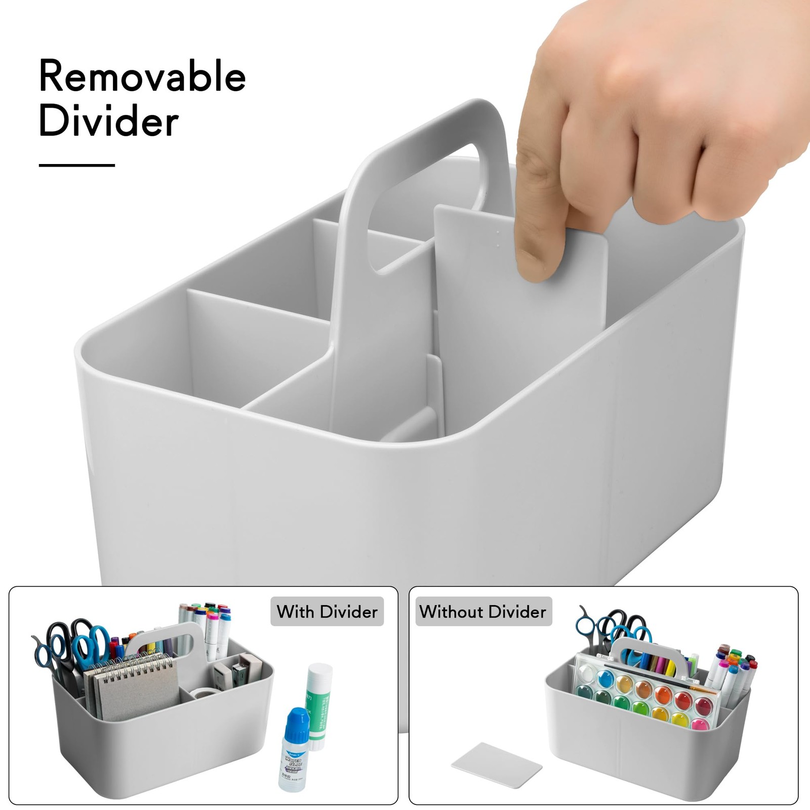 Tiawudi Multipurpose Caddy Organizer, Plastic with Rectangle, Gray