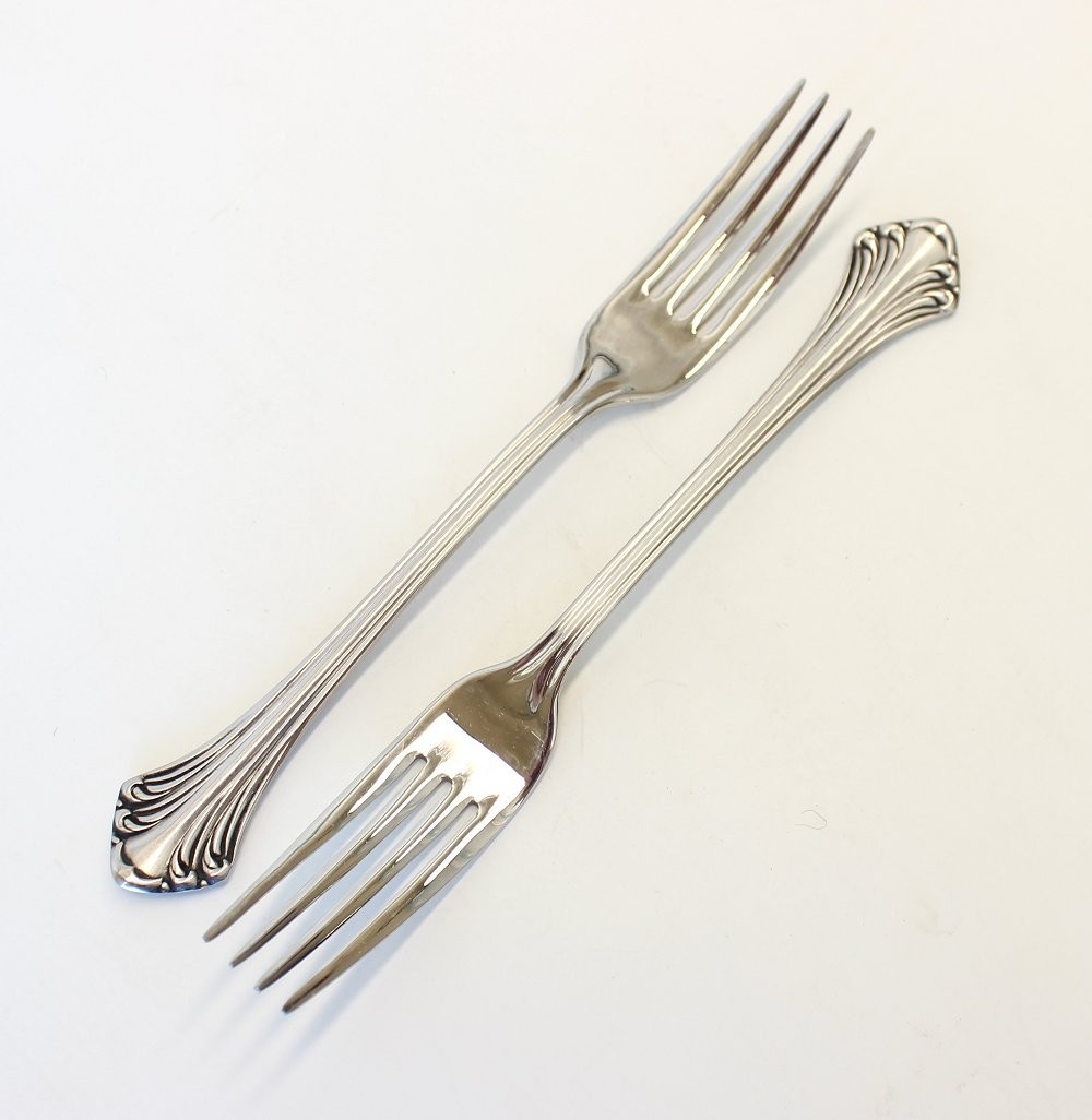 Two 2 Towle Colonial Plume Pattern 18/8 Stainless Dinner Forks Lot/Set Germany