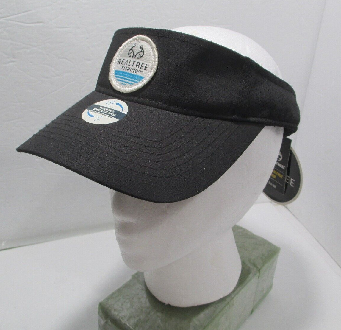 NWT Realtree Mens Black Visor Fishing Golf OSFM