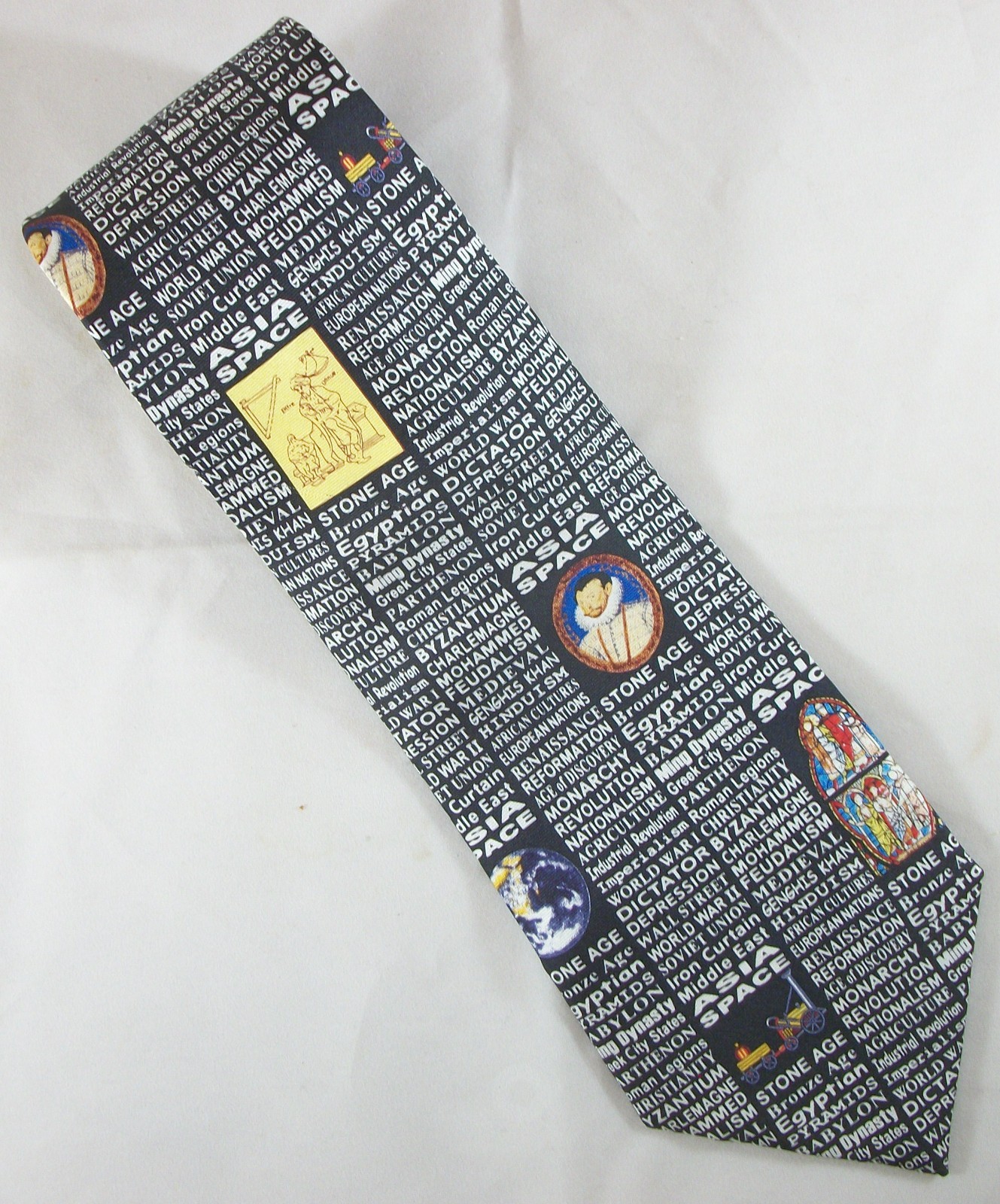 History Social Studies Teacher's Silk Neck Tie Words 57'" Long x 4" Wide (D814)