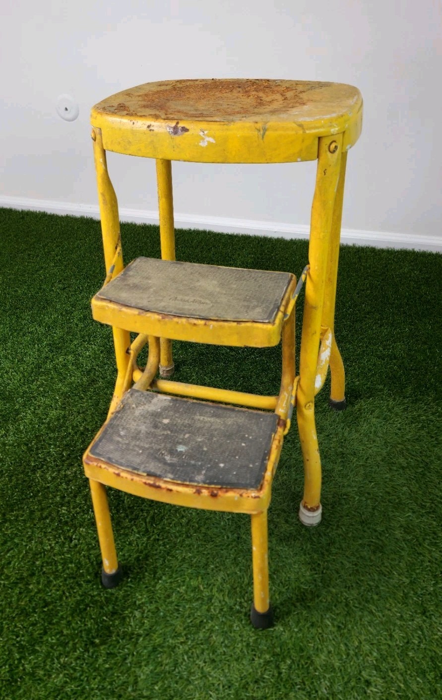 Vintage Cosco Kitchen Step Stool Chair Rustic Retro Industrial 50's