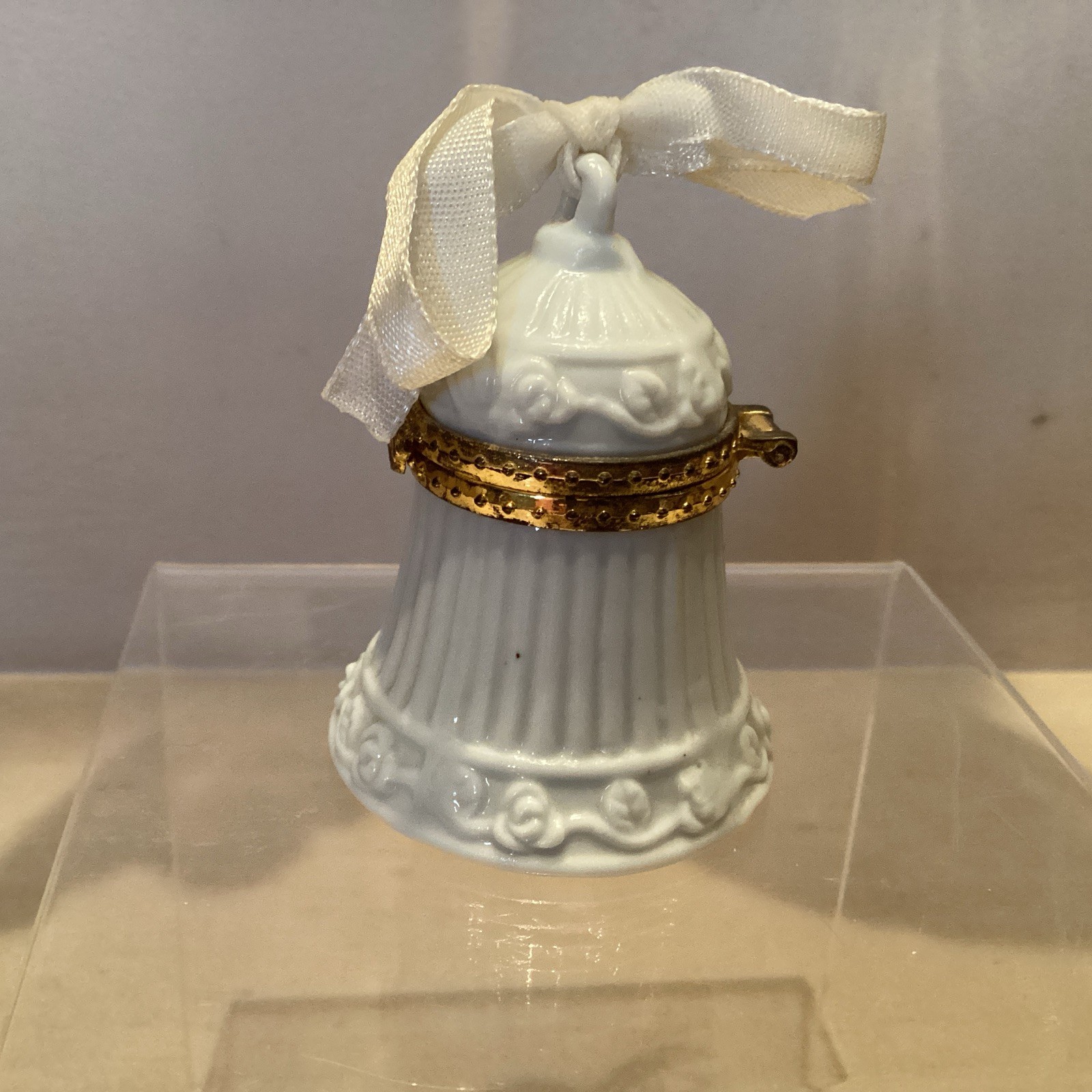 TRINKET BOX - WEDDING BELL With White Bow Wedding Gift