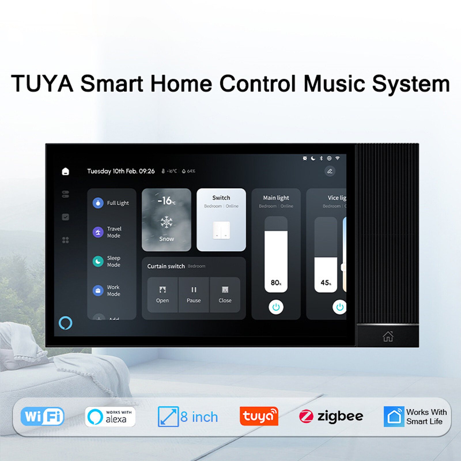 Tuya Wifi Control Panel Smart Home System ZigBee Gateway Bluetooth Music PlayeO4