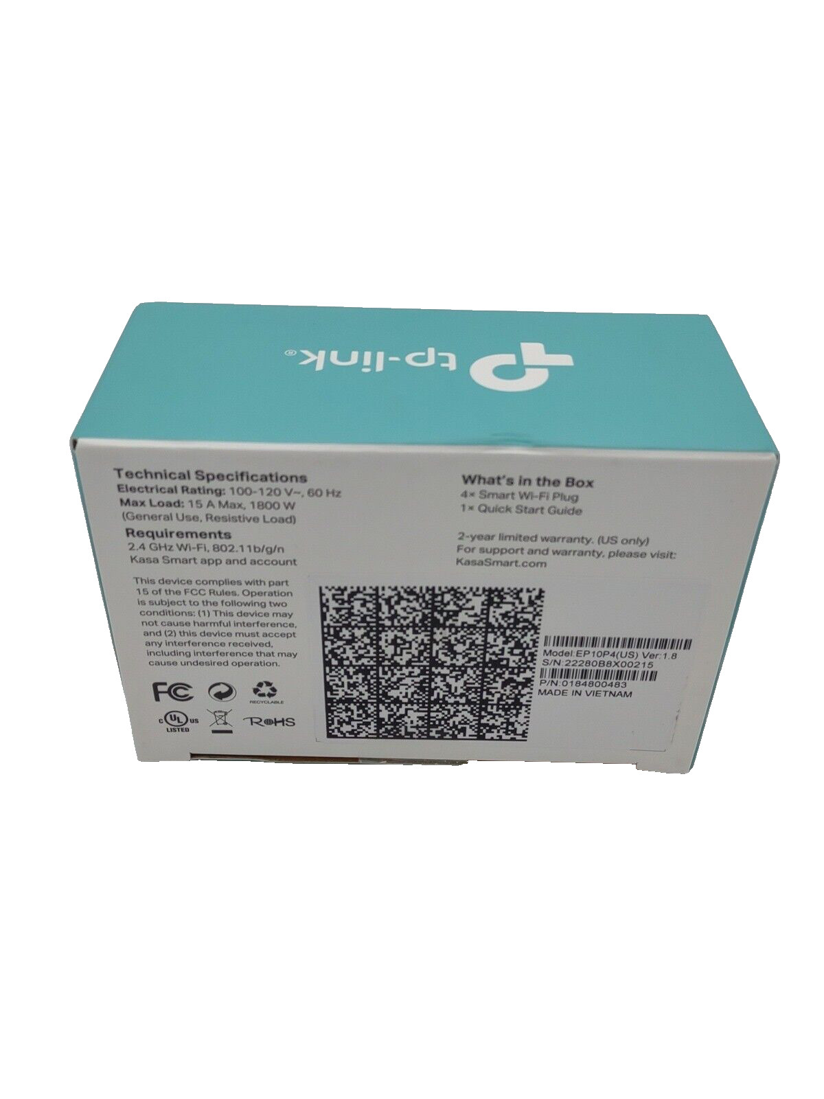 TP-Link Kasa Smart EP10P4 - Smart Plug Mini 15A Open Box
