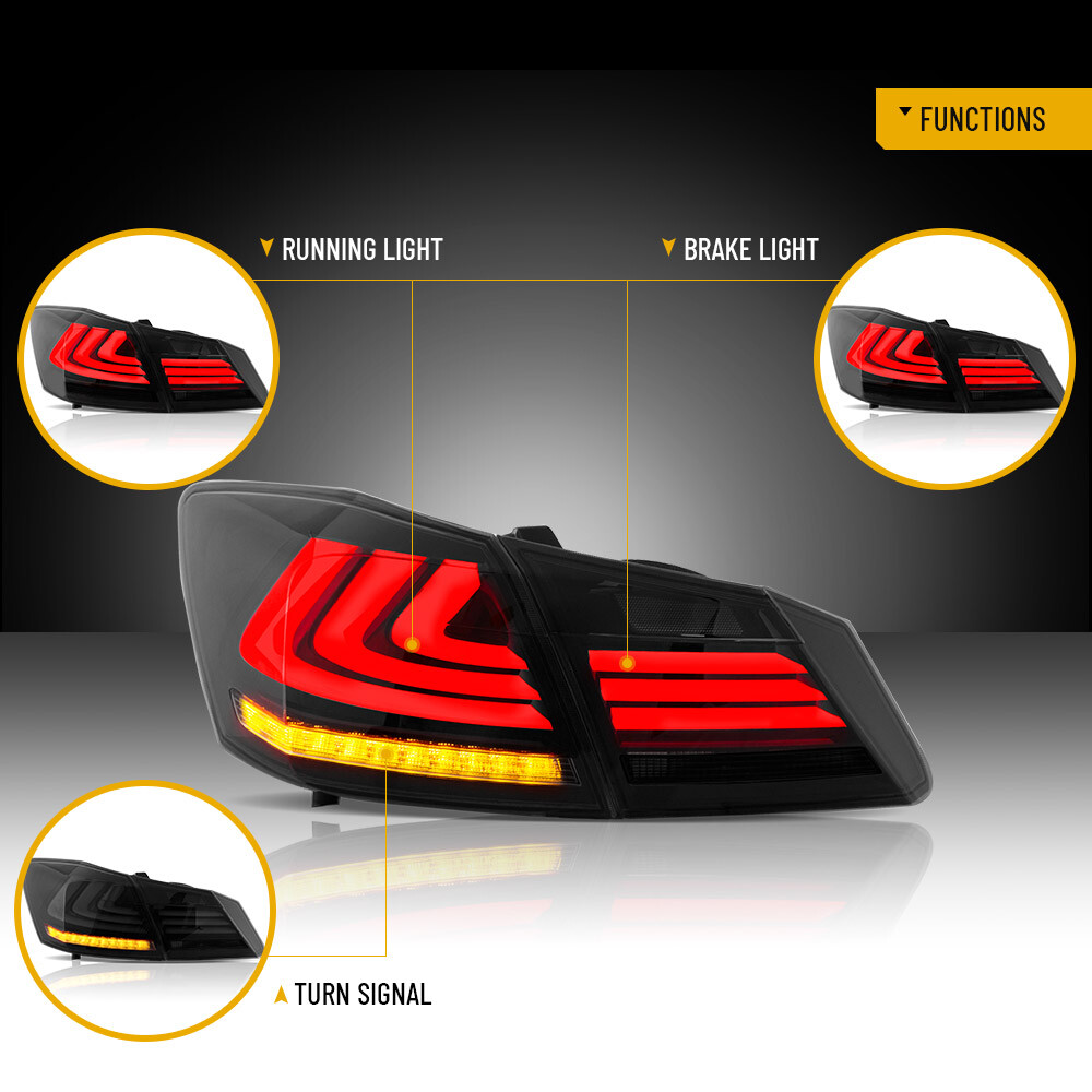 LED Tail light Fit 2013-2017 Honda Accord w/Sequential Turn sig SMOKED Assembly