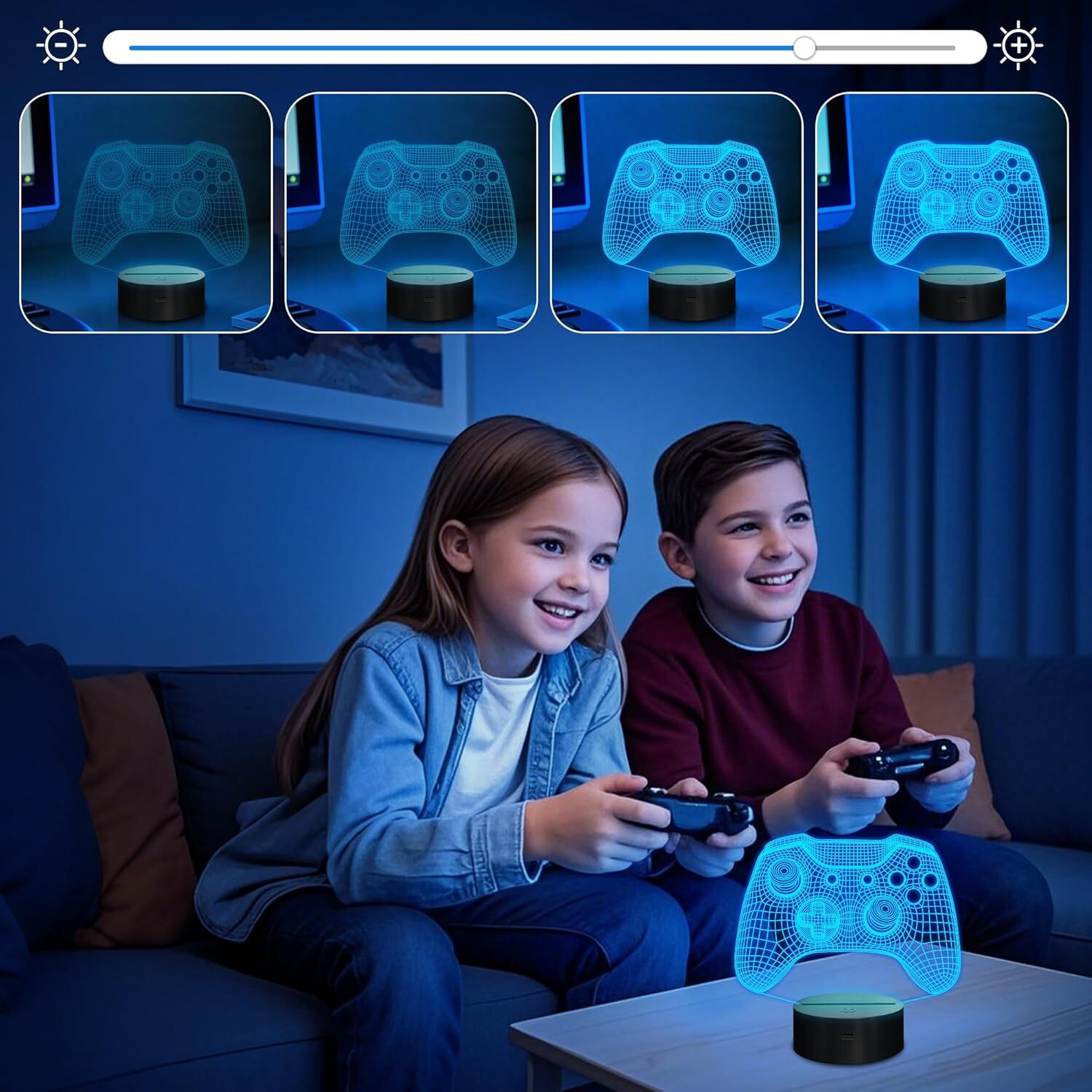 Gamepad Night Light, 3D Game Room Light with Remote + 16 Color Changing