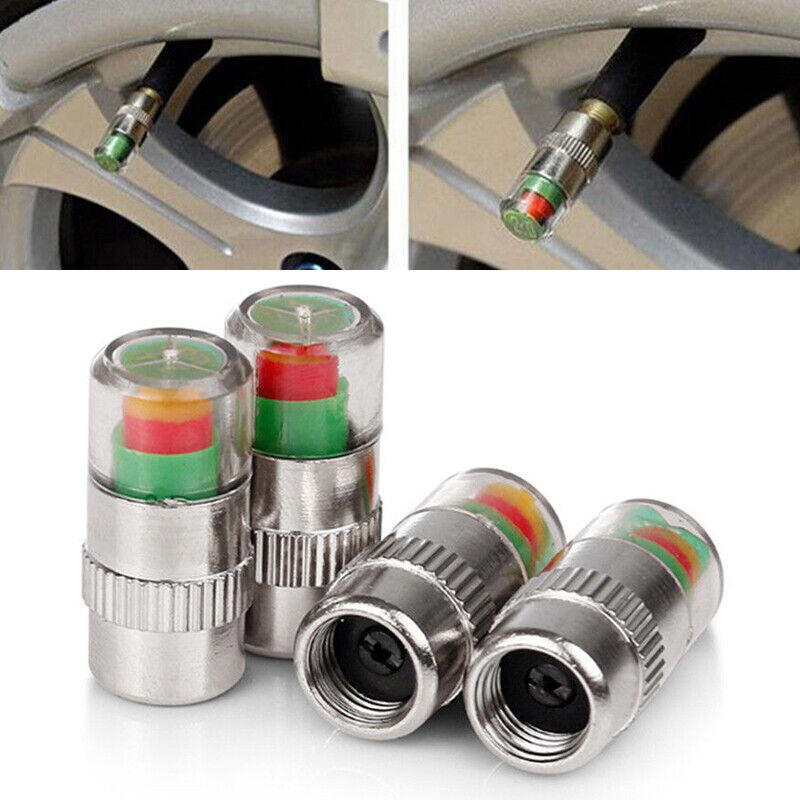 4Pcs Auto Tire Monitor Valve Stems Dust Cap Pressure Indicator Sensor Eye Alert