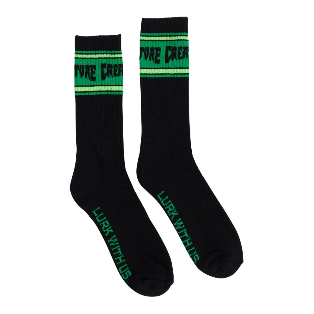 Creature LURK WITH US CREW Skateboard Socks 1 PAIR BLACK