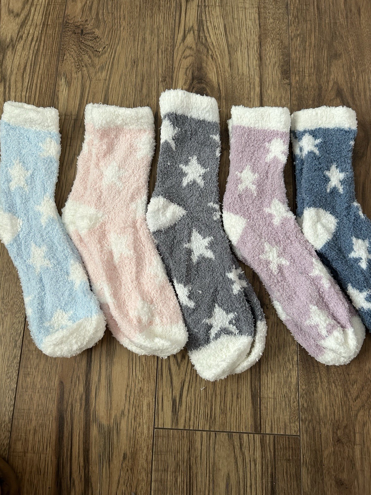 5 Pairs Ladies  Warm Bed Cosy Lounge Soft  Fluffy Socks Star Design Uk 5-8