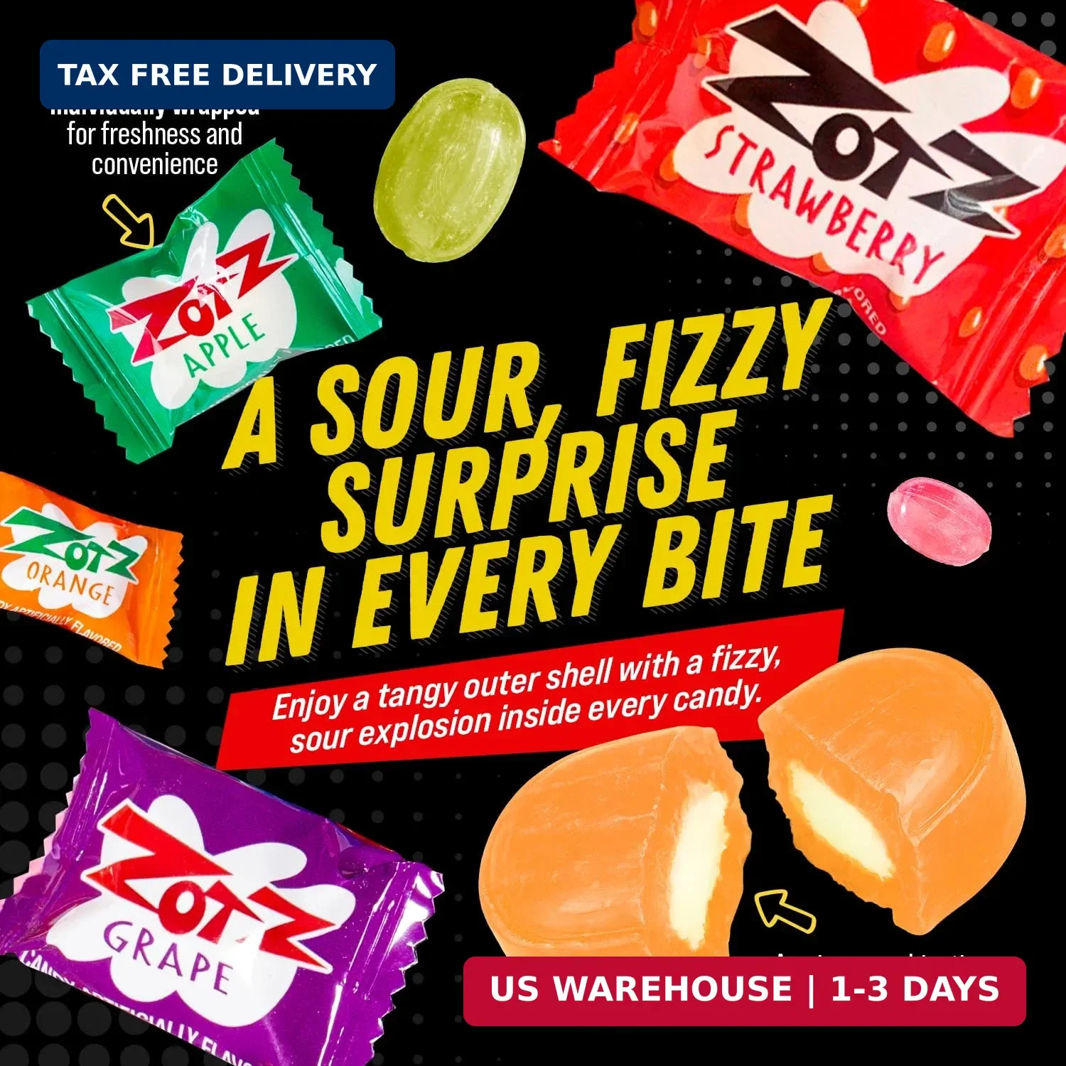 Zotz Fizzy Bulk Candy (Assorted, 425 Units)- Hard Candy Individually Wrapped