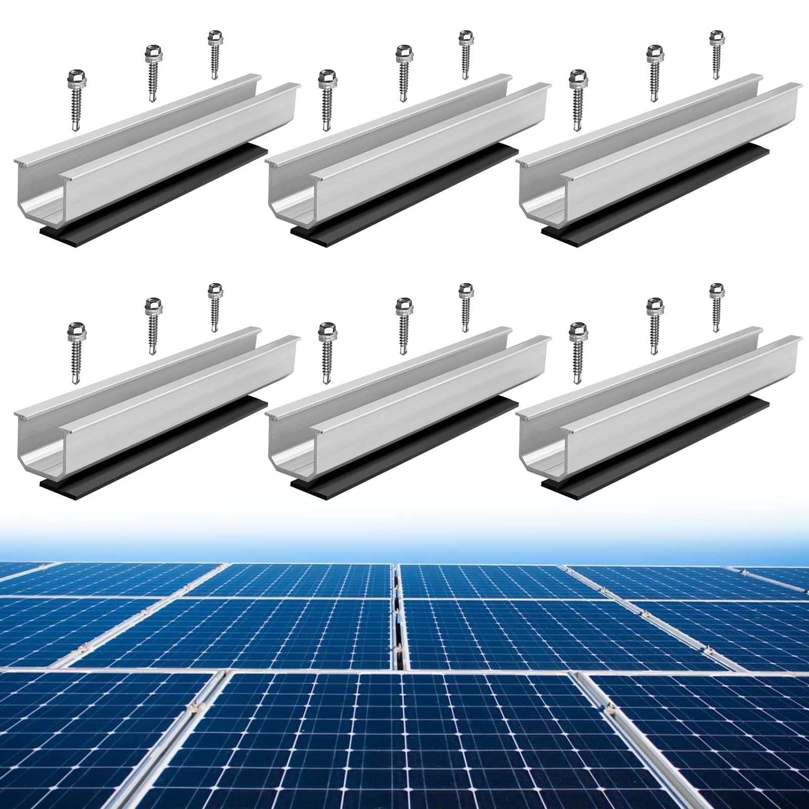 Anbte 6Pcs 7.87In Solar Panel Mounting Rail Aluminum Solar Panel Mounting