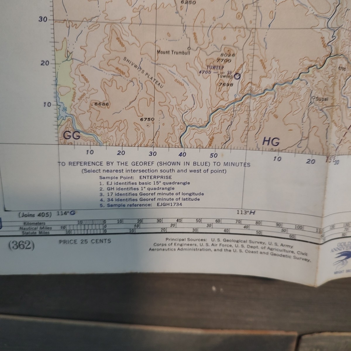 World Aeronautical Chart Map BRYCE CANYON 1953 USAF Edition 2 Sided