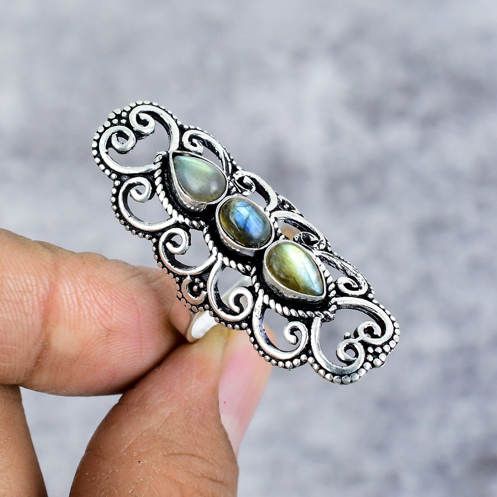 Labradorite Gemstone Handmade 925 Sterling Silver Ring For Christmas Gift