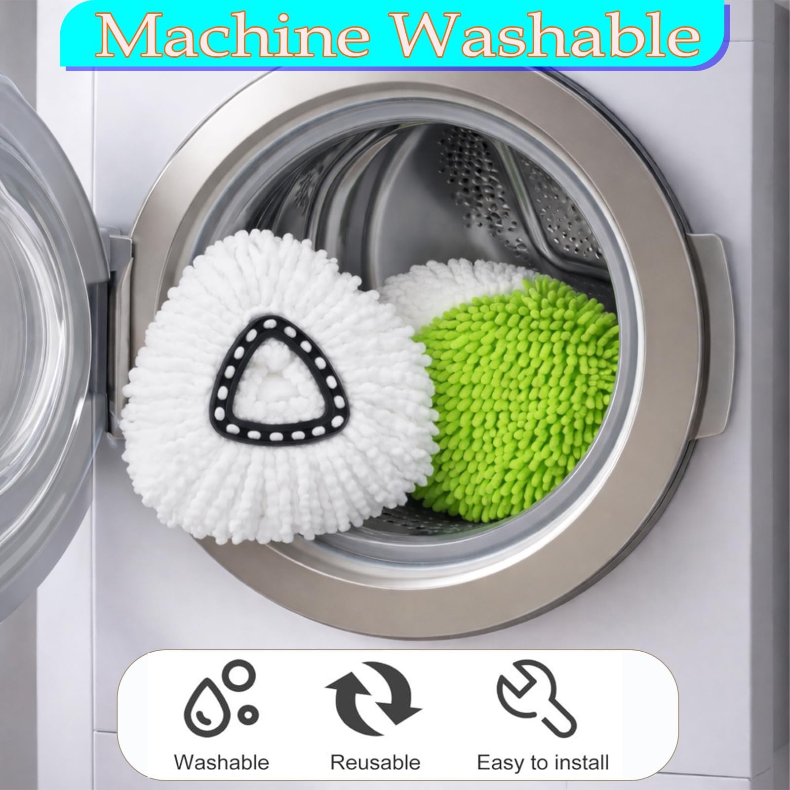 EasyWring Spin Mop Replacement Head Spin Mop Refills Compatible with O Cedar ...