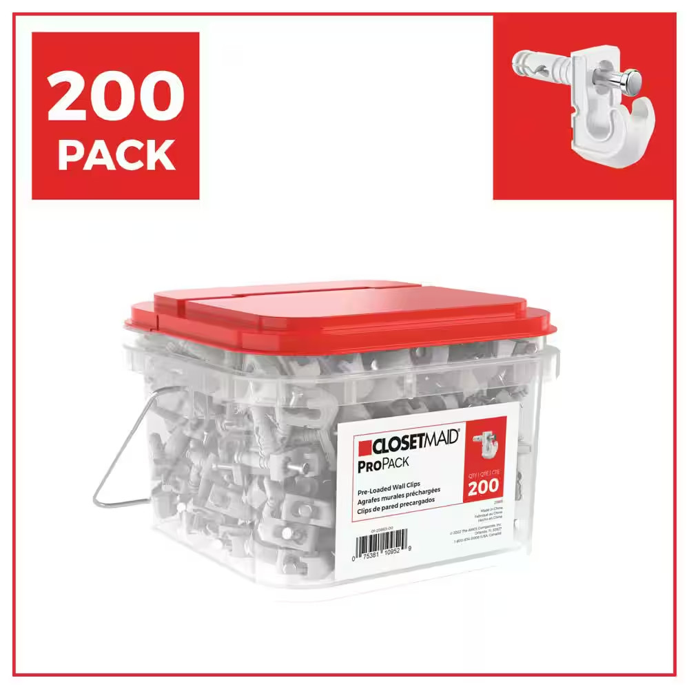 Propack Pre-Loaded Wall Clips (200-Piece) Closet Maid