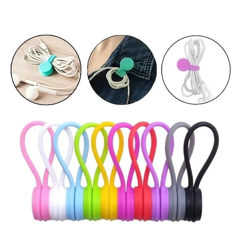5/3/1PCS Silicone Magnetic Cable Tie Reusable Wire Organizer Clips for Bundling