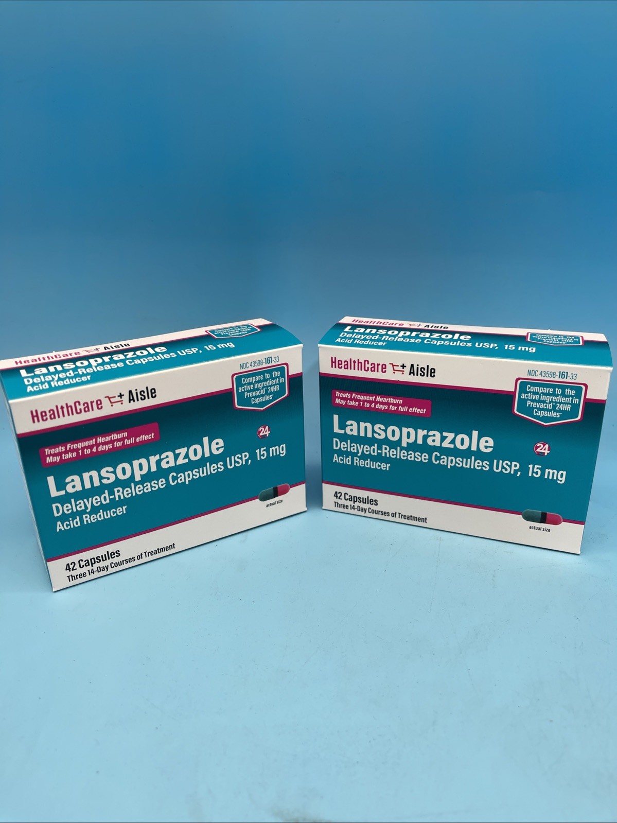 2 Pack Healthcareaisle Lansoprazole 15mg 42 Capsules Acid Reducer OTC Exp 02/27