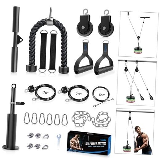 Weight Pulley System, Upgraded Cable Pulley System Gym with Adjustable black