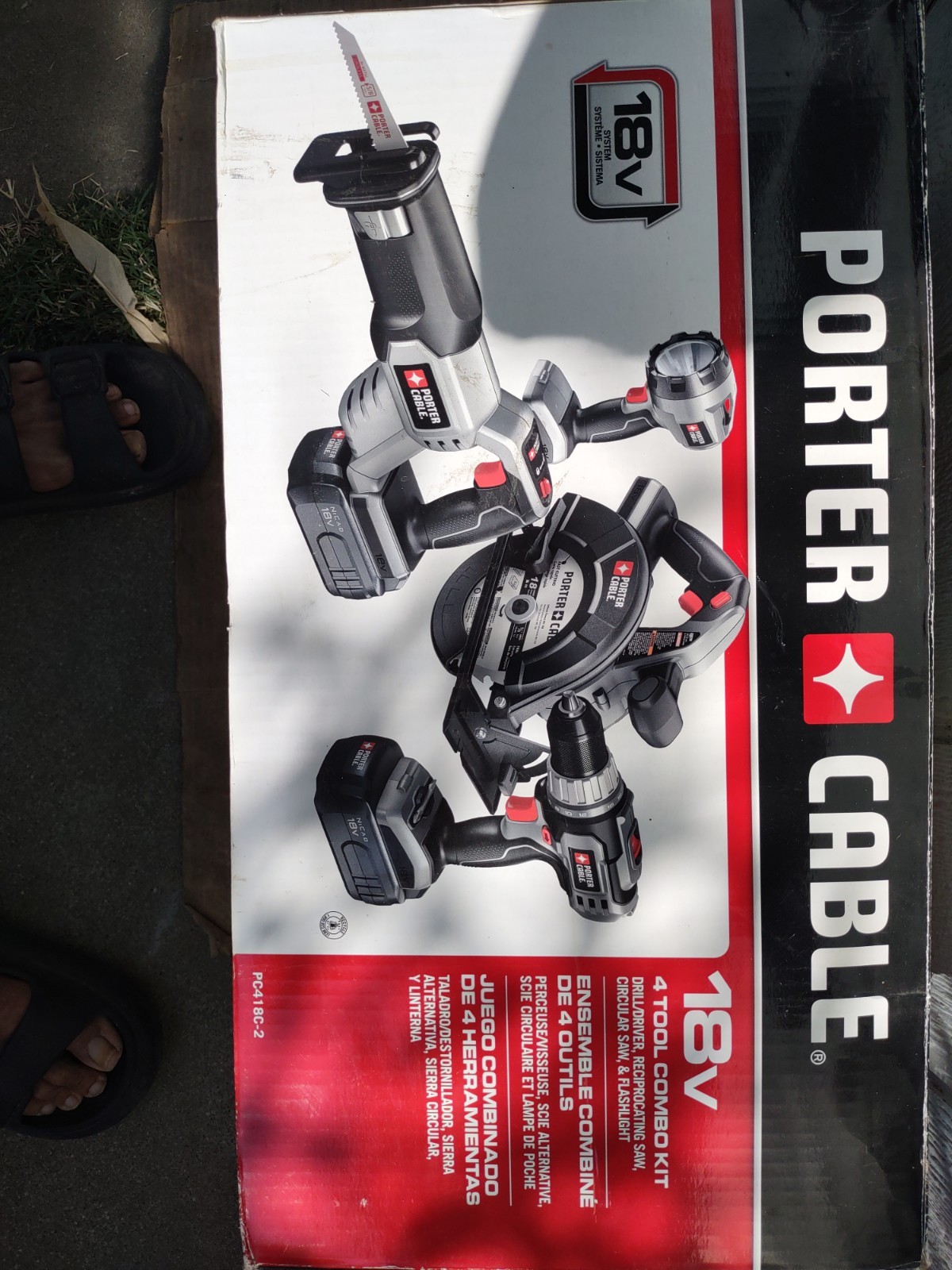 PORTER-CABLE 18V 4 Tool Combo (Drill,Circular,Reciprocating,Light, bag) -No Batt