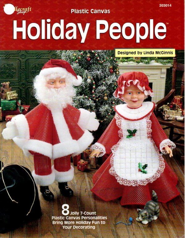 PLASTIC CANVAS HOLIDAY PEOPLE 8 DESIGNS SANTA & MRS. CLAUS