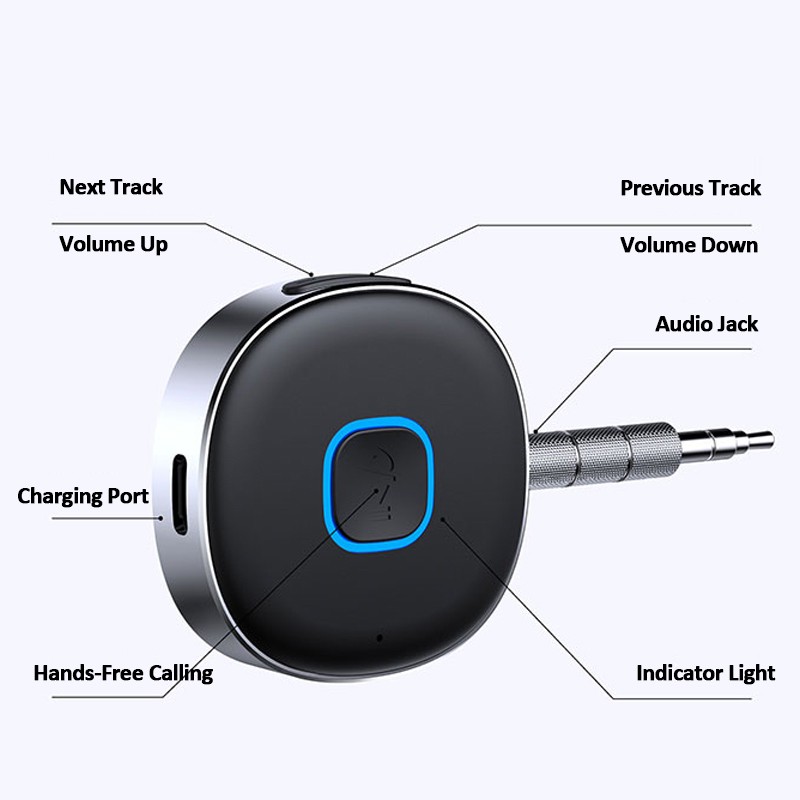 Bluetooth Audio Receiver Wireless Adapter AUX/Rechargeable for Speaker Headsets