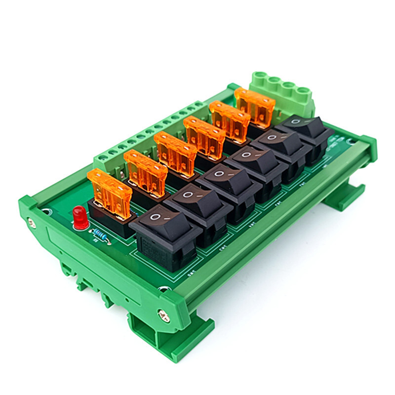 DIN Rail Mount 6 Position Switch Power Distribution Module Fuse Splitter Board