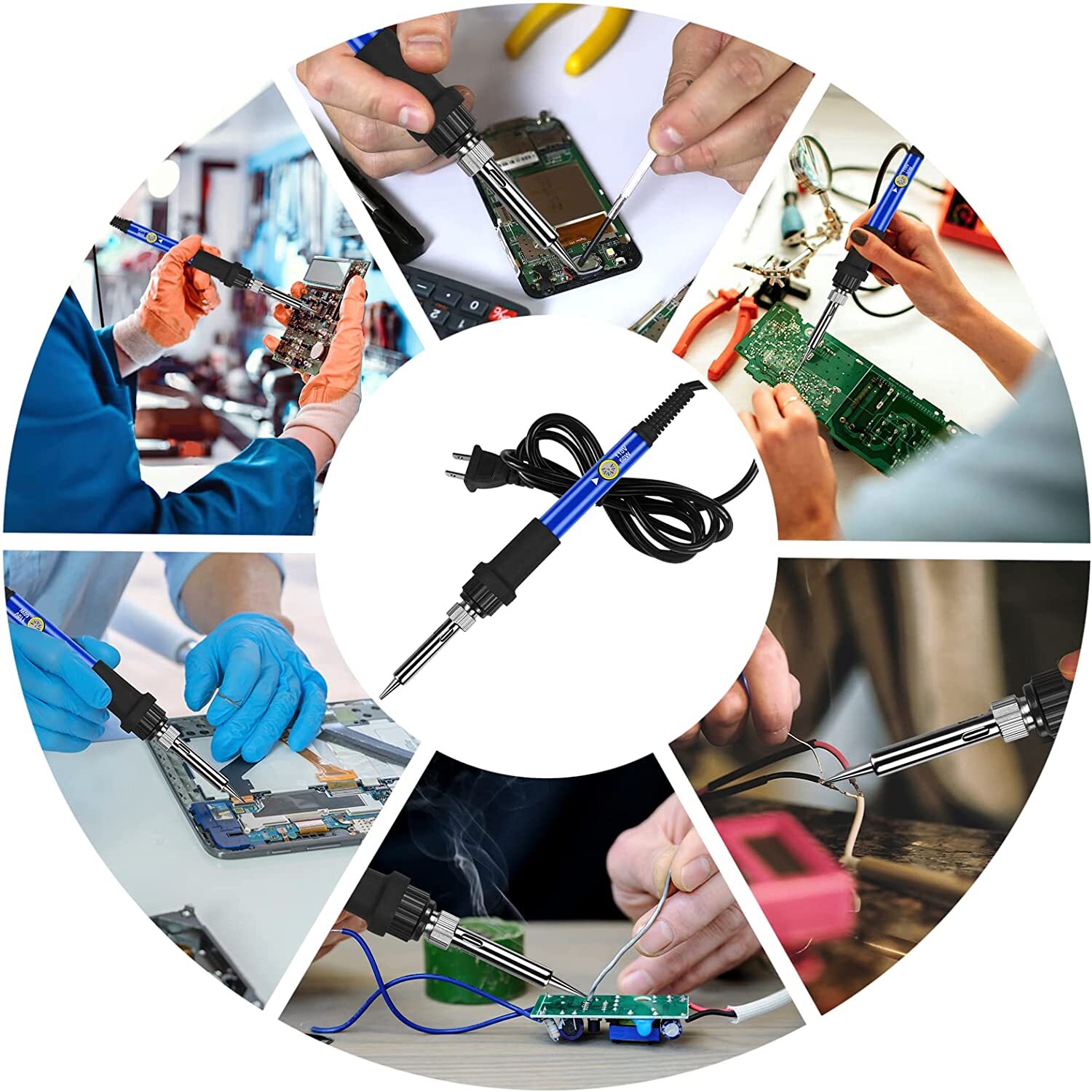 Soldering Iron Kit,60W Adjustable Temperature Welding Tool Solder Gun Wire Tips