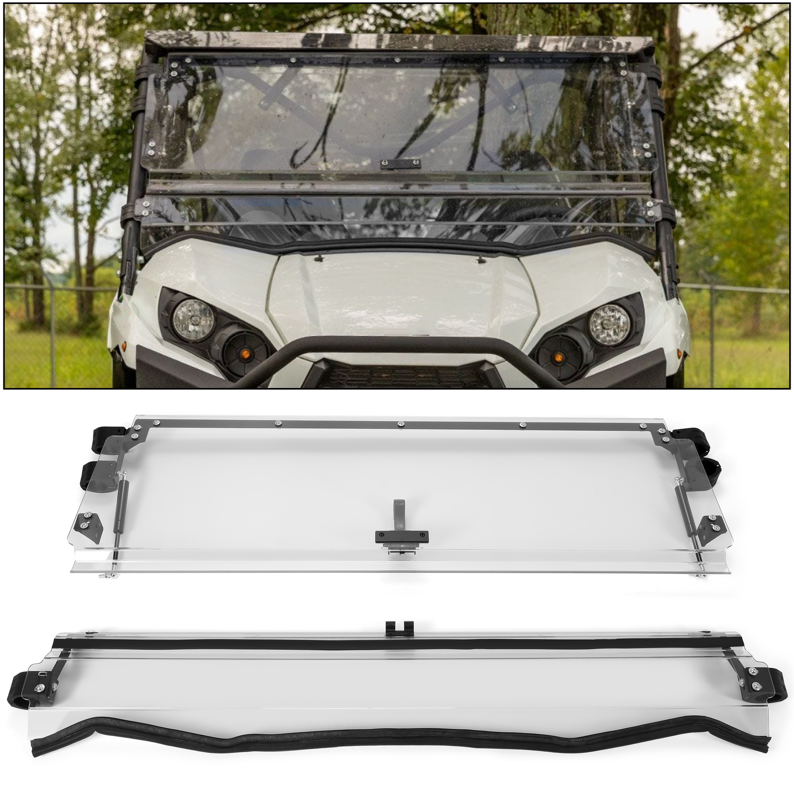 Front Flip Windshield Clear Scratch Resistant For Kawasaki Teryx 800 Teryx4 800