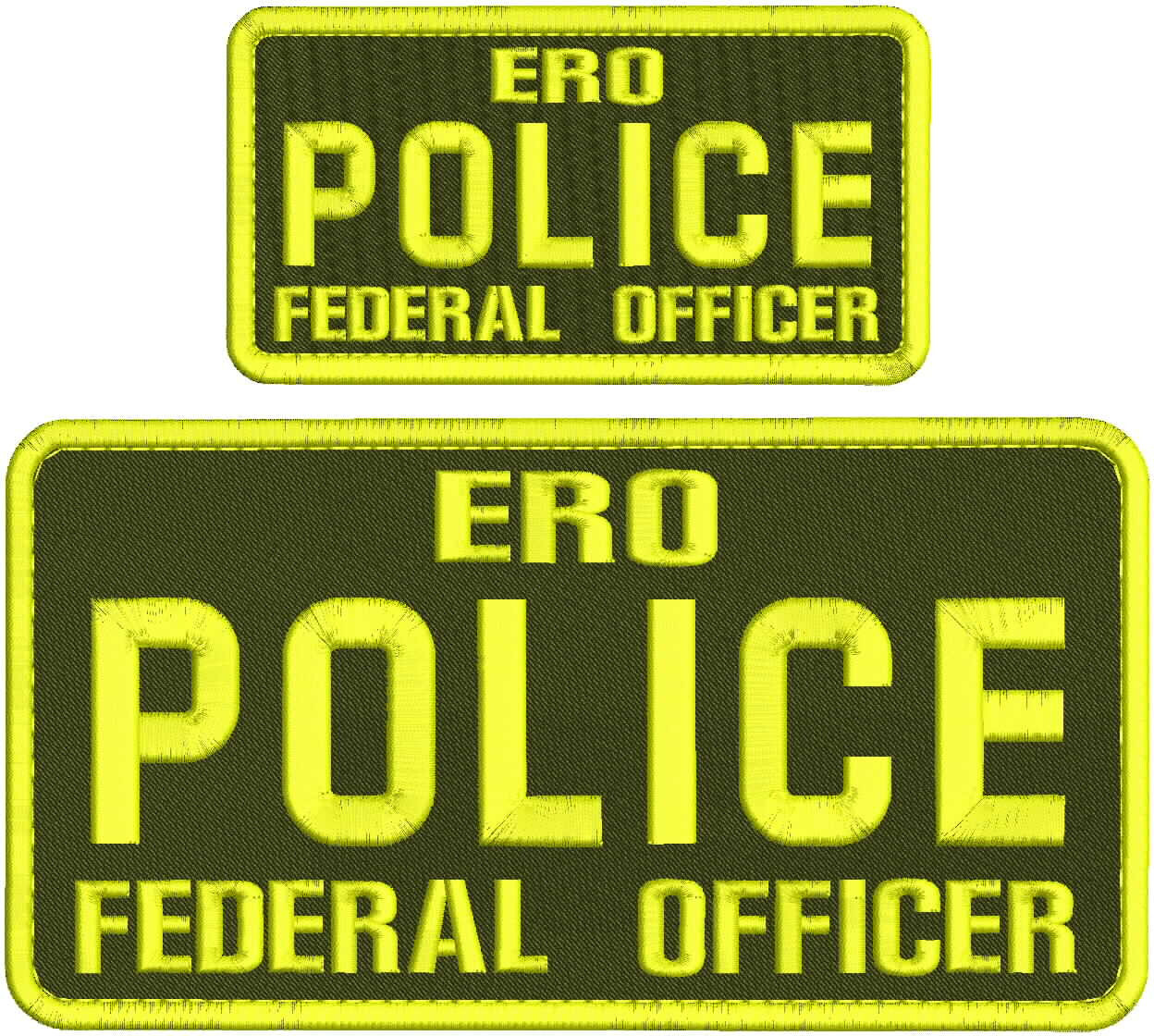 ERO POLICE FEDERAL OFFICER EMBROIDERY 5X10&3X6 HOOK ON BACK yellow /od  green