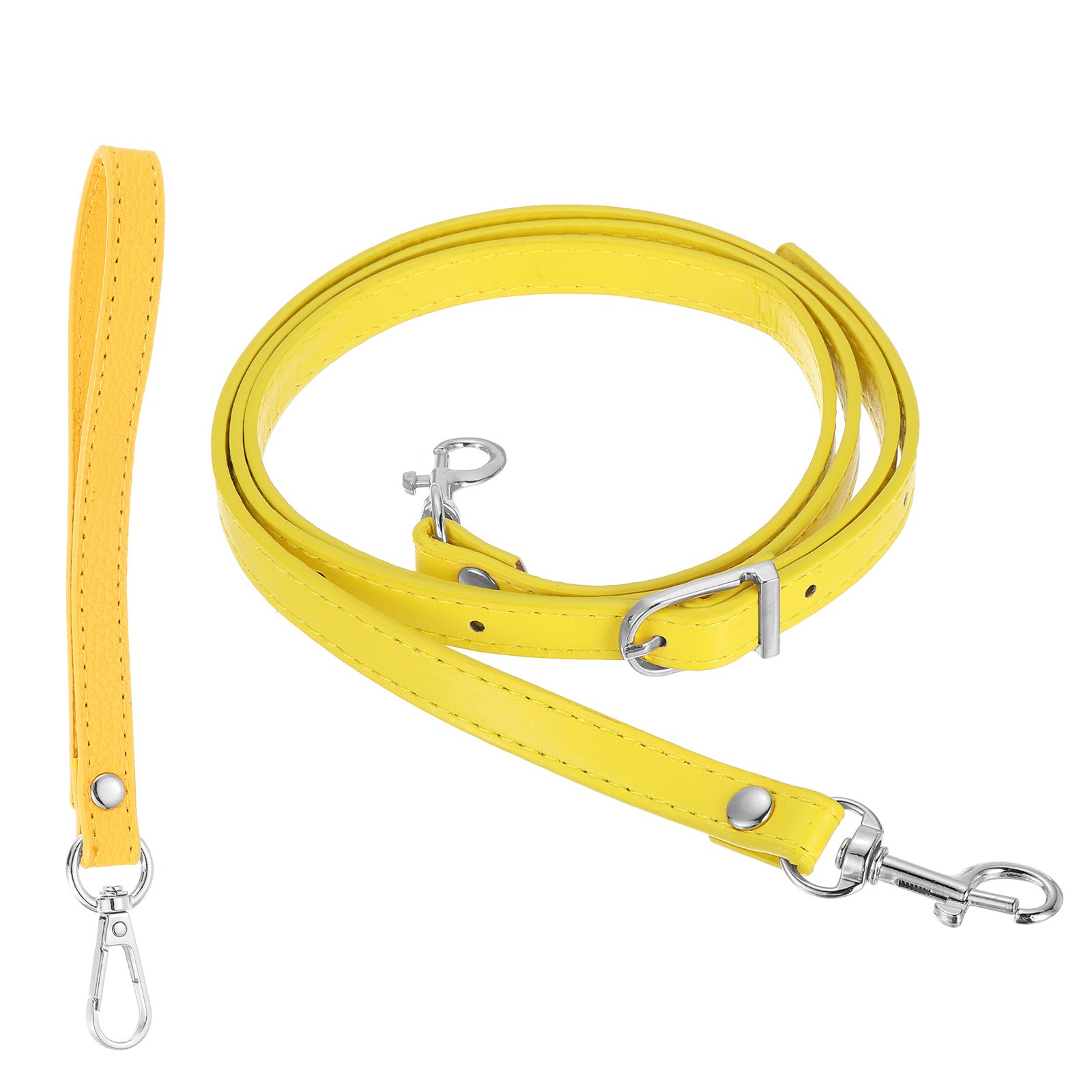 41-49 Inch Adjustable PU Leather Purse Strap with Wristlet, Yellow/Silver